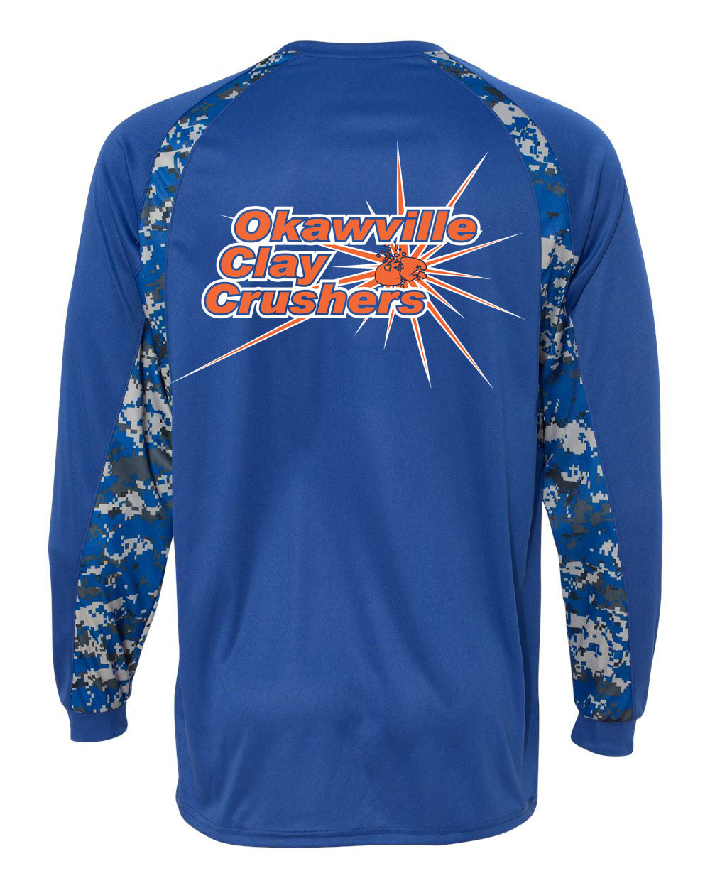 Okaville Clay Crushers Digital Camo Hook Long Sleeve T-Shirt