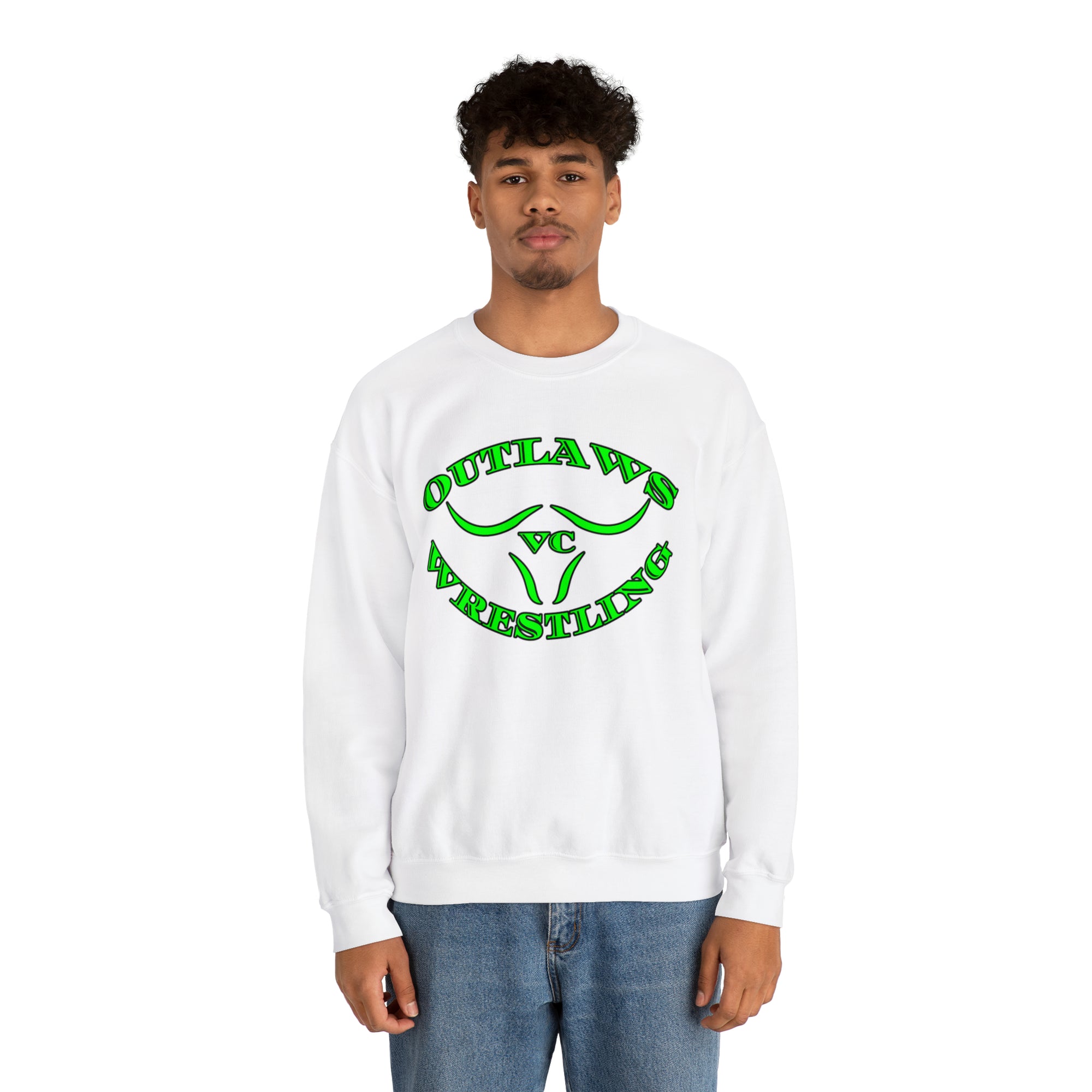 Green Outlaws Wrestling Crewneck Sweatshirts