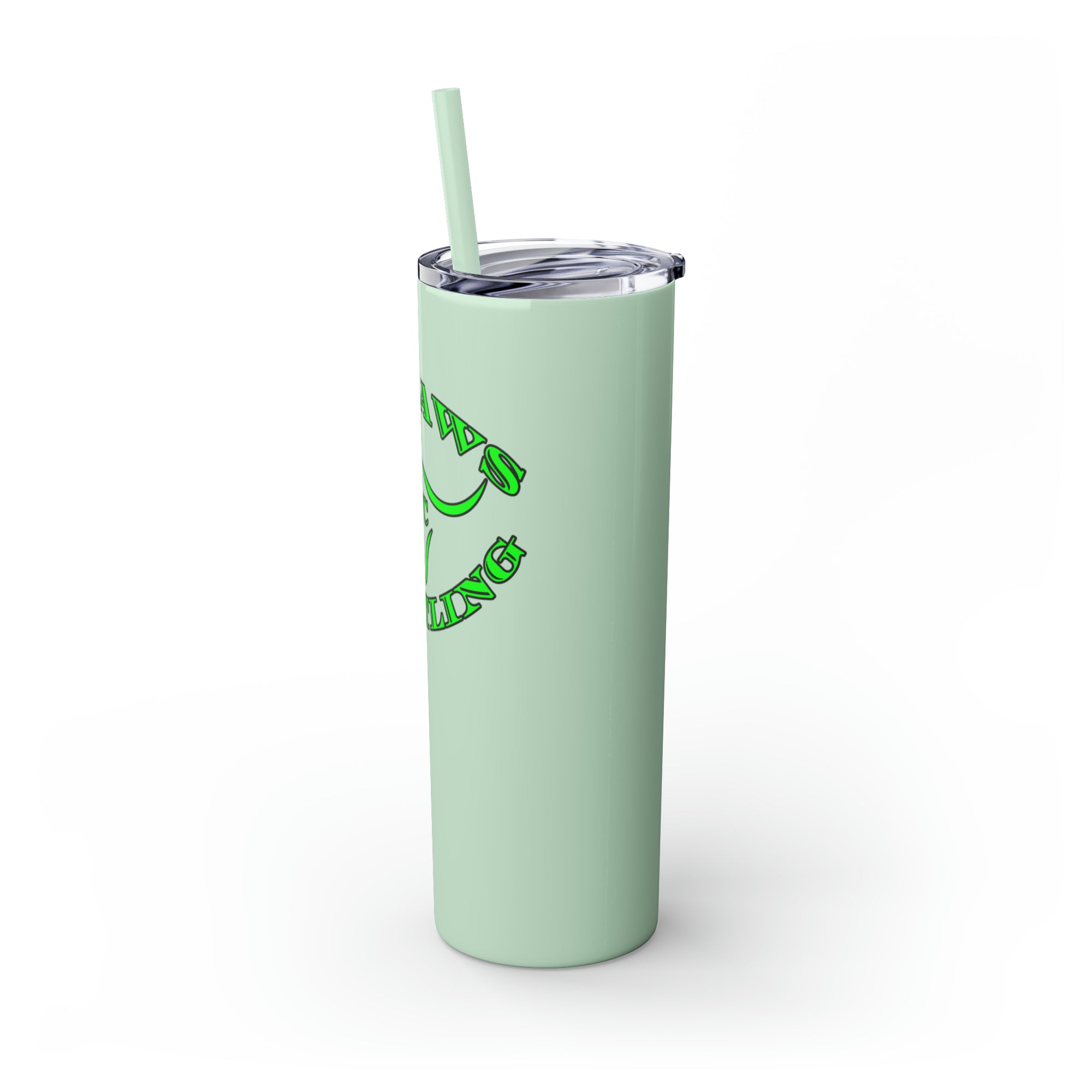 Green Outlaws Wrestling Skinny Tumbler with Straw, 20oz