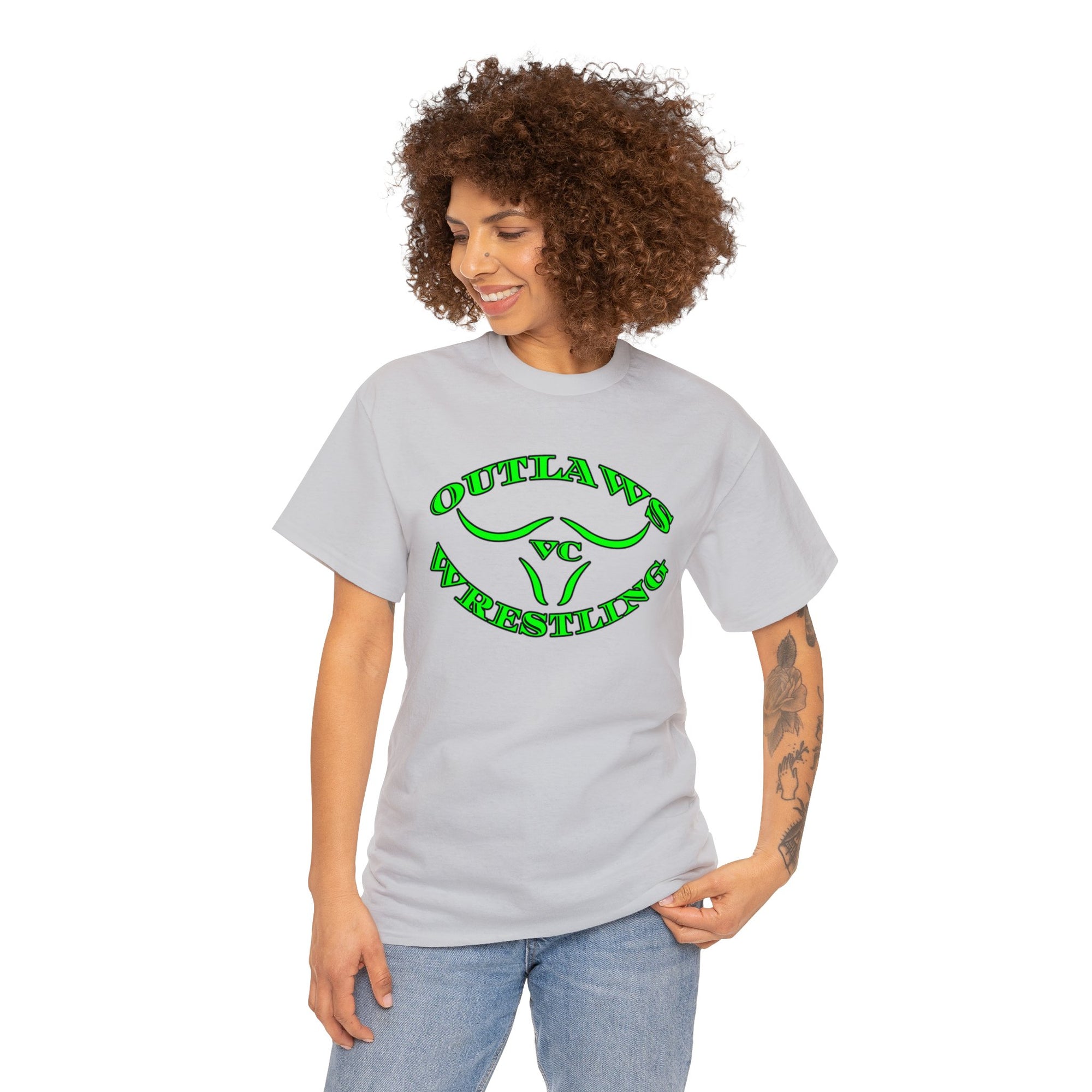 Green Outlaws Wrestling Unisex Heavy Cotton Tee