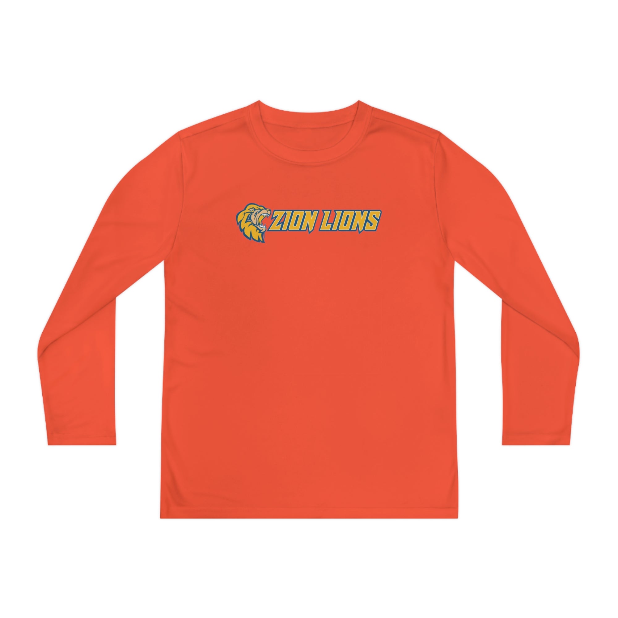 Zion with Mascots Long Logo Long Sleeve Competitor Tee - YOUTH
