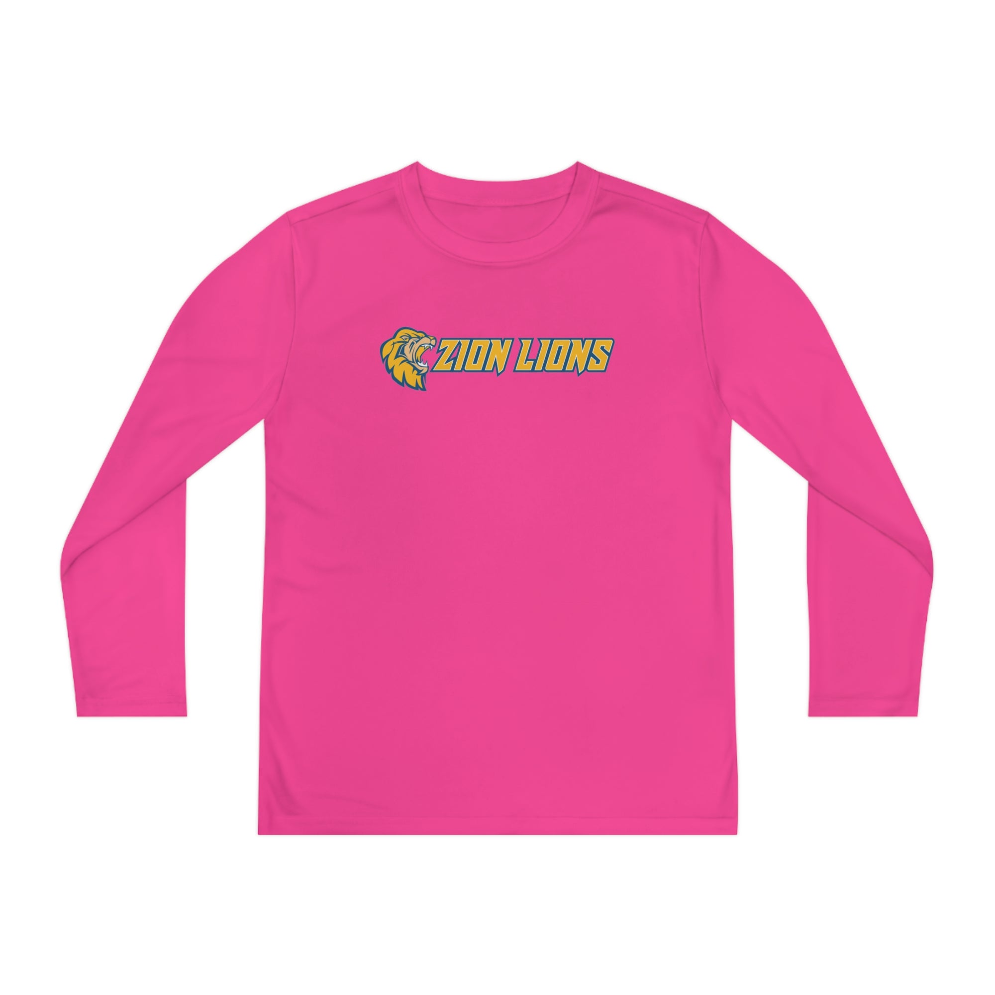 Zion with Mascots Long Logo Long Sleeve Competitor Tee - YOUTH