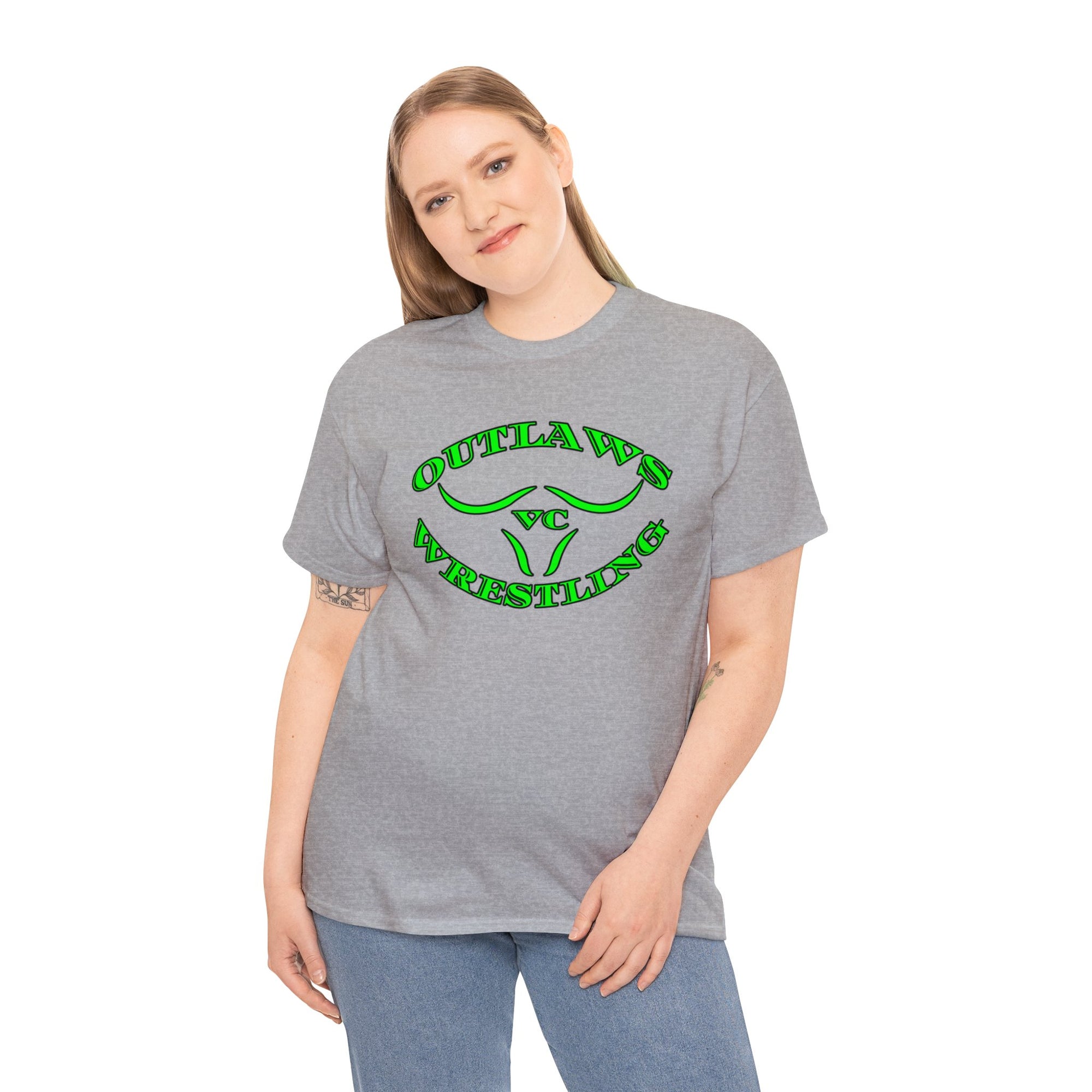 Green Outlaws Wrestling Unisex Heavy Cotton Tee