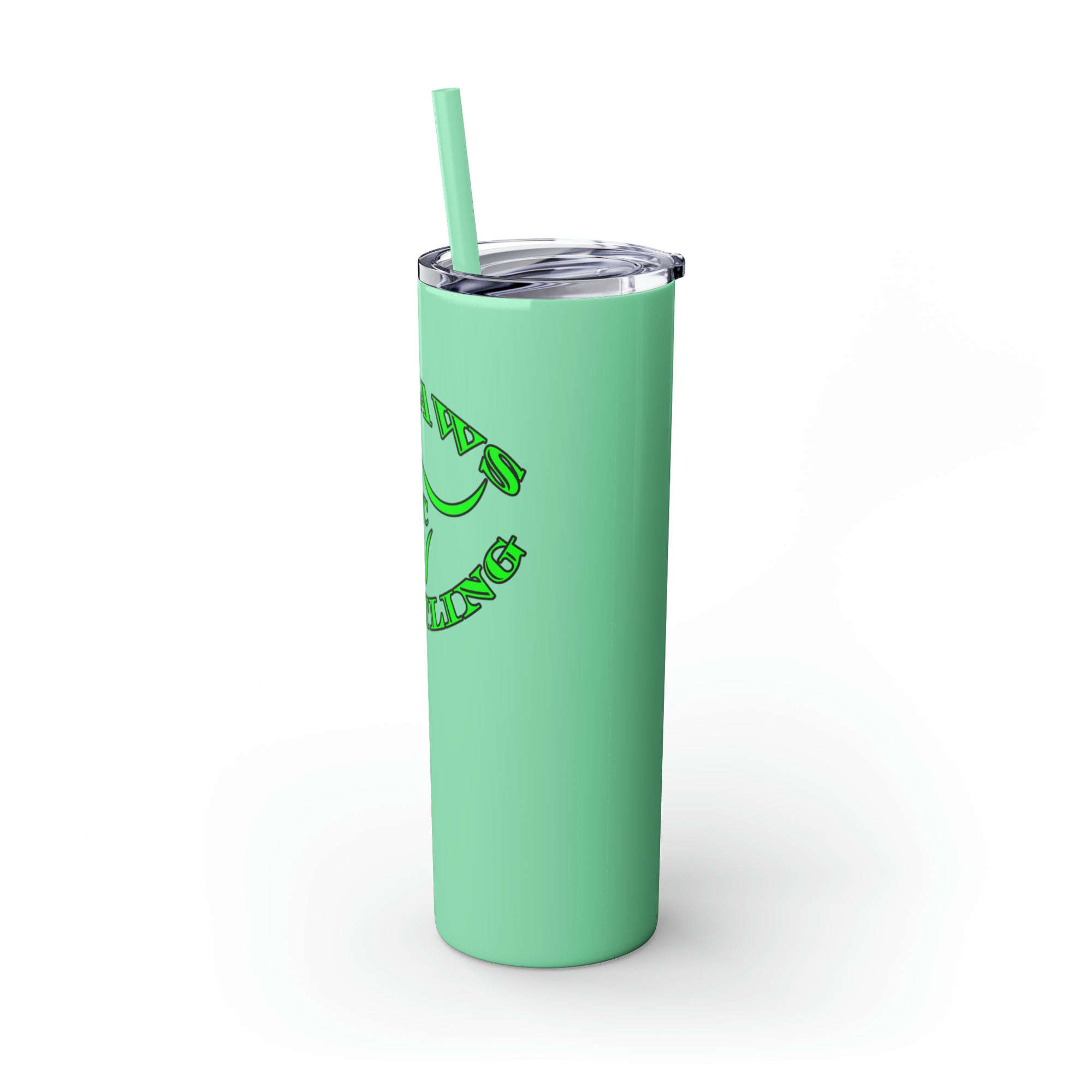 Green Outlaws Wrestling Skinny Tumbler with Straw, 20oz
