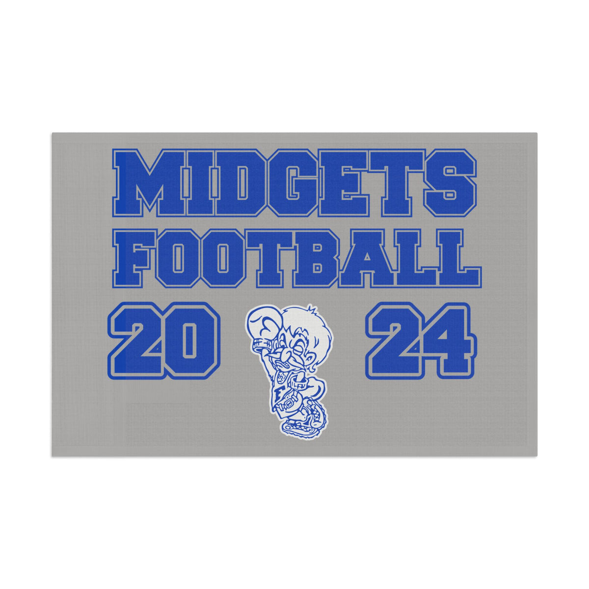 Silver Midgets Football flags with Blue Lettereing