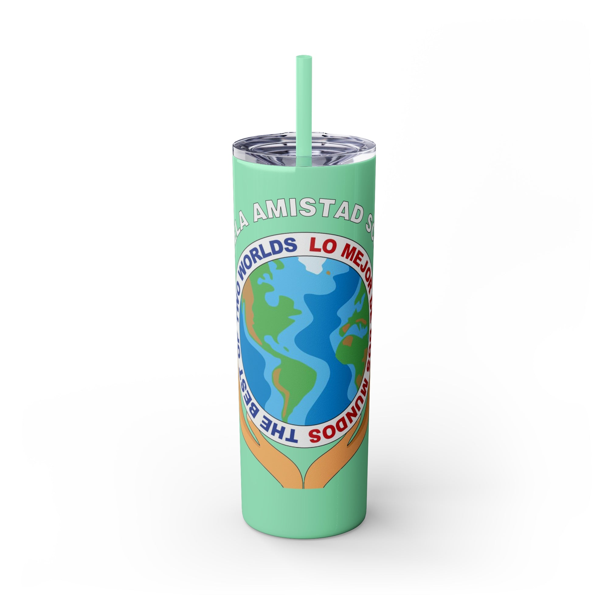 Escuela Amistad School Skinny Tumbler with Straw, 20oz