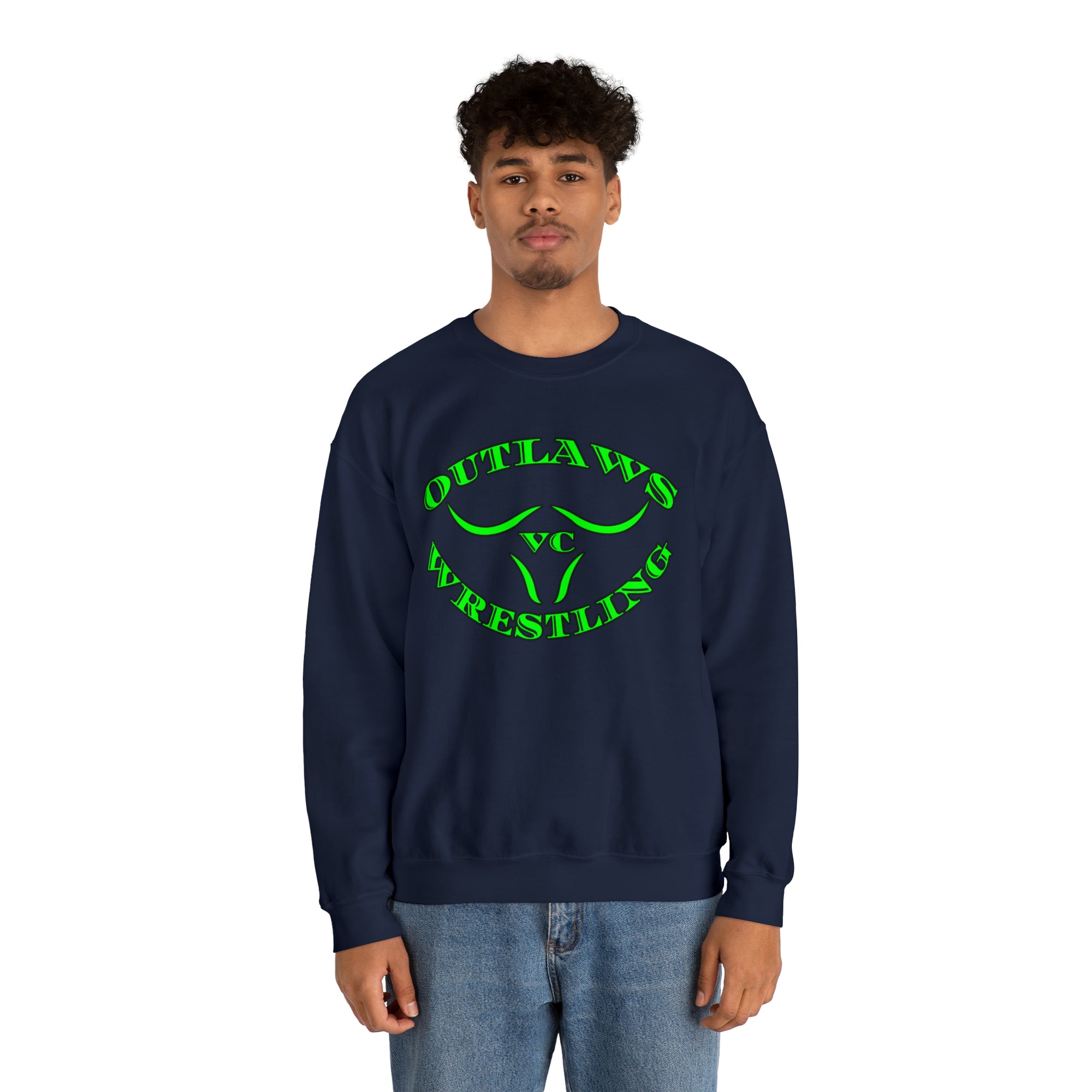 Green Outlaws Wrestling Crewneck Sweatshirts