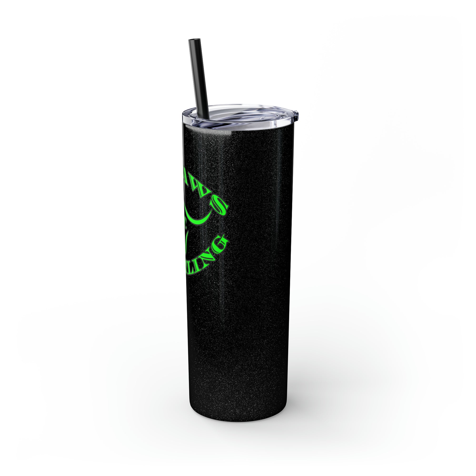 Green Outlaws Wrestling Skinny Tumbler with Straw, 20oz