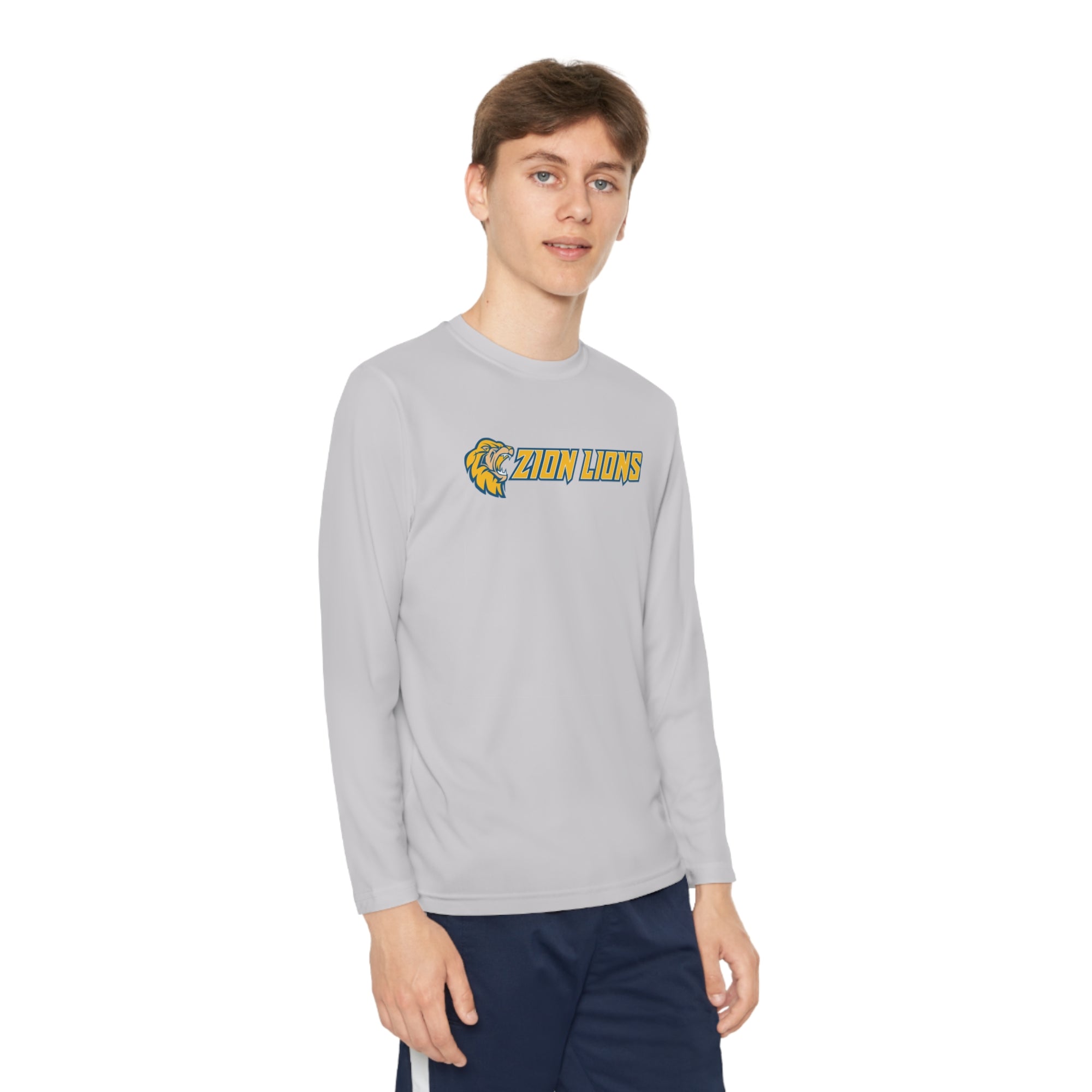 Zion with Mascots Long Logo Long Sleeve Competitor Tee - YOUTH