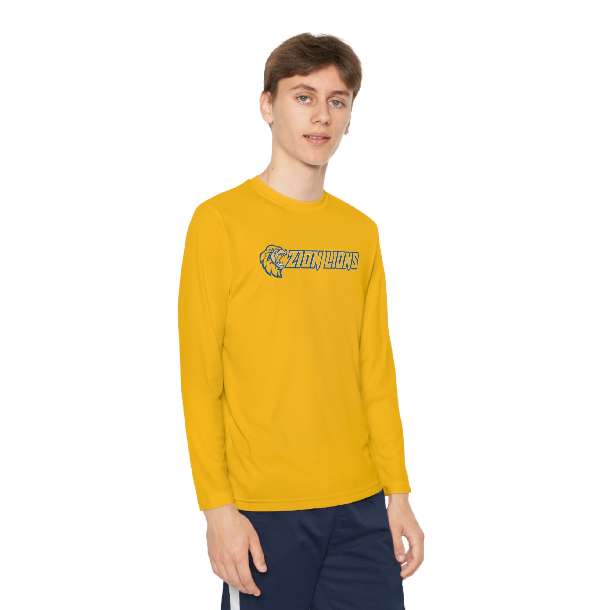 Zion with Mascots Long Logo Long Sleeve Competitor Tee - YOUTH