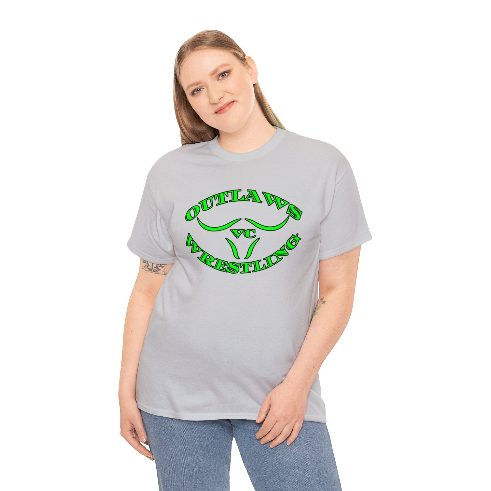 Green Outlaws Wrestling Unisex Heavy Cotton Tee