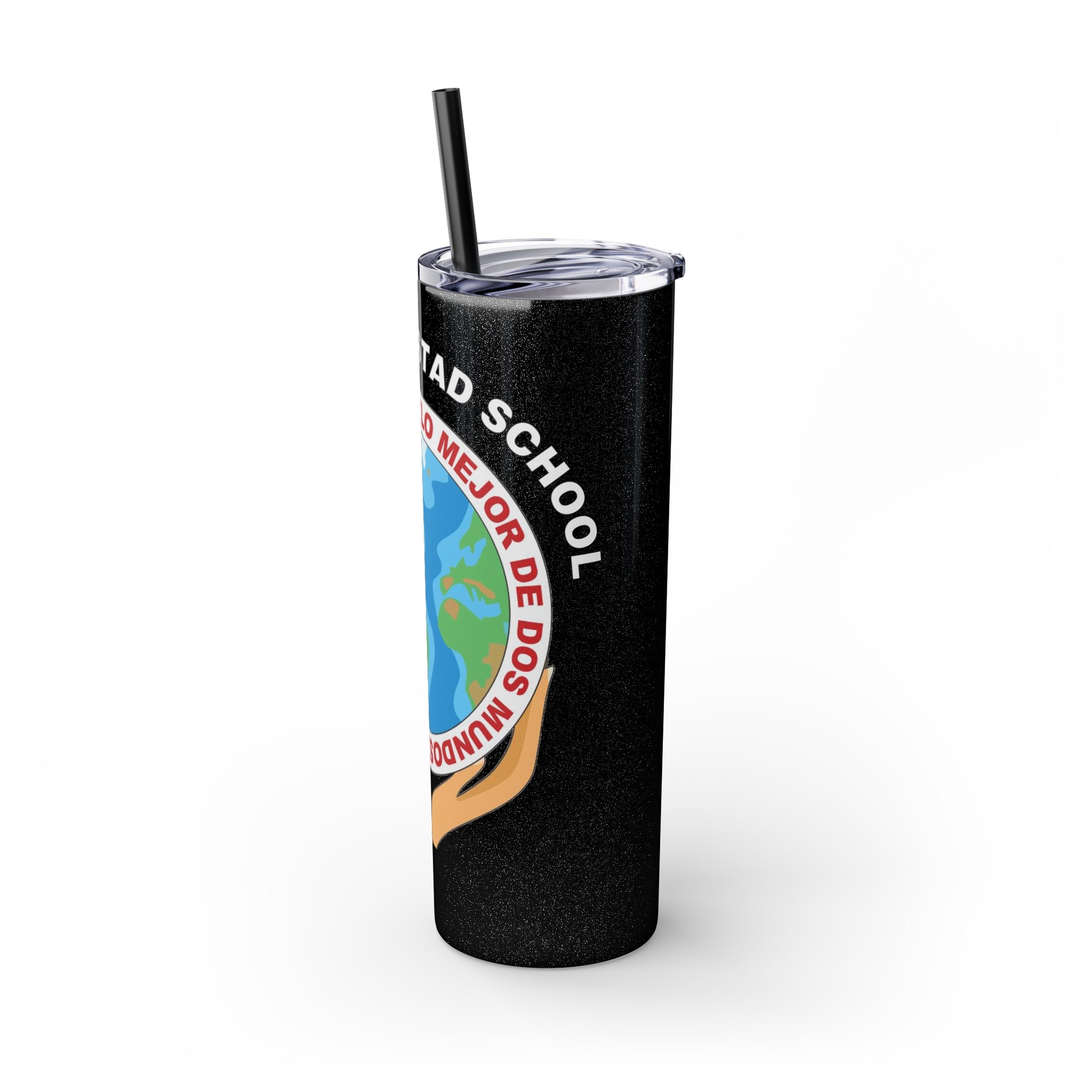 Escuela Amistad School Skinny Tumbler with Straw, 20oz