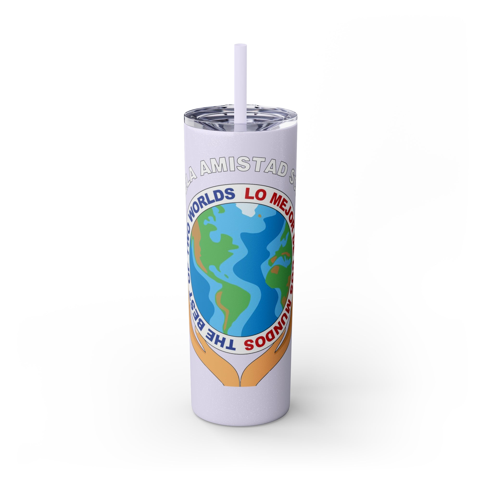 Escuela Amistad School Skinny Tumbler with Straw, 20oz