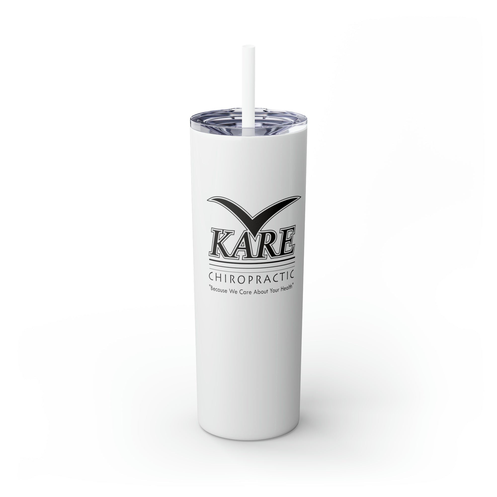 Kare Chiropractic Skinny Tumbler with Straw, 20oz