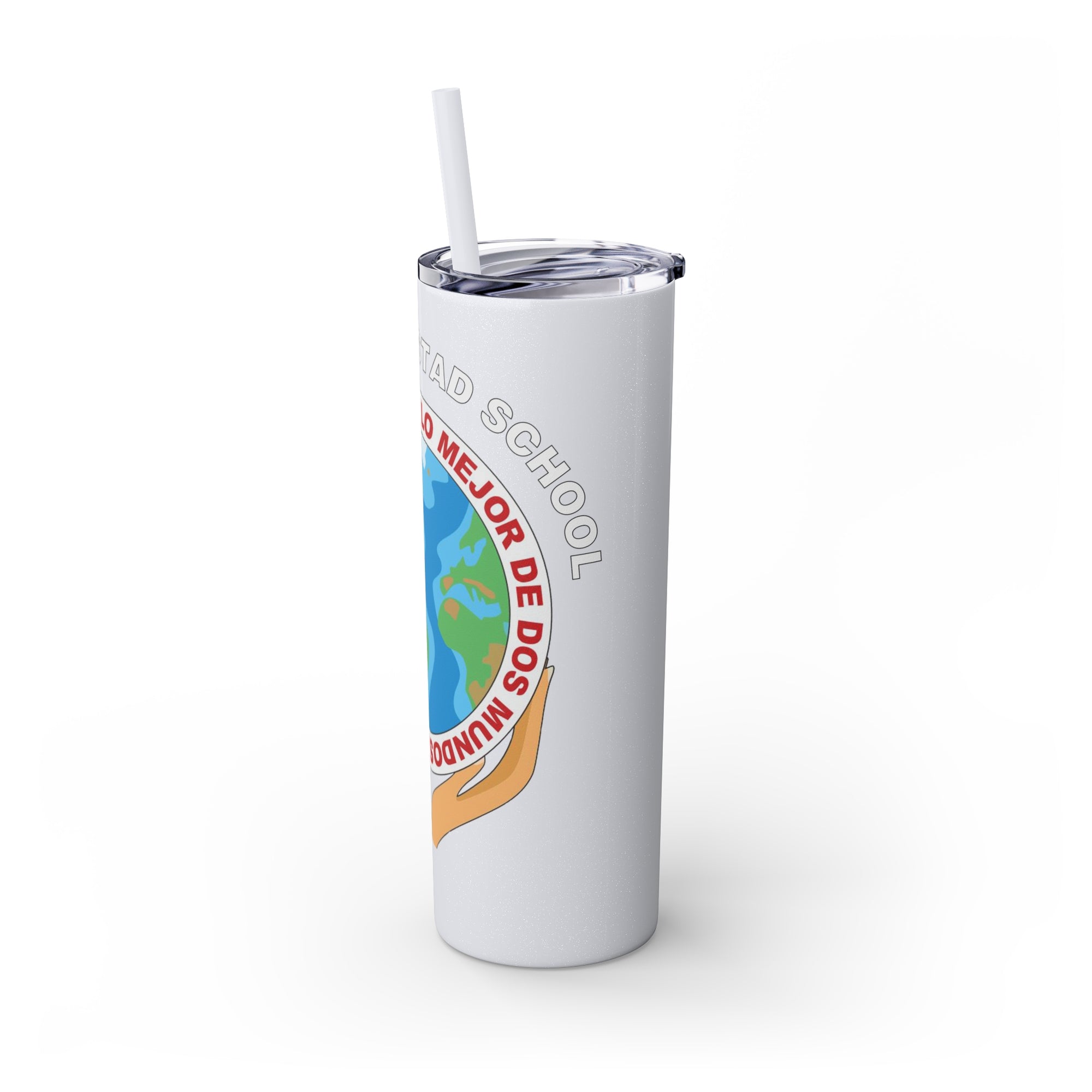 Escuela Amistad School Skinny Tumbler with Straw, 20oz