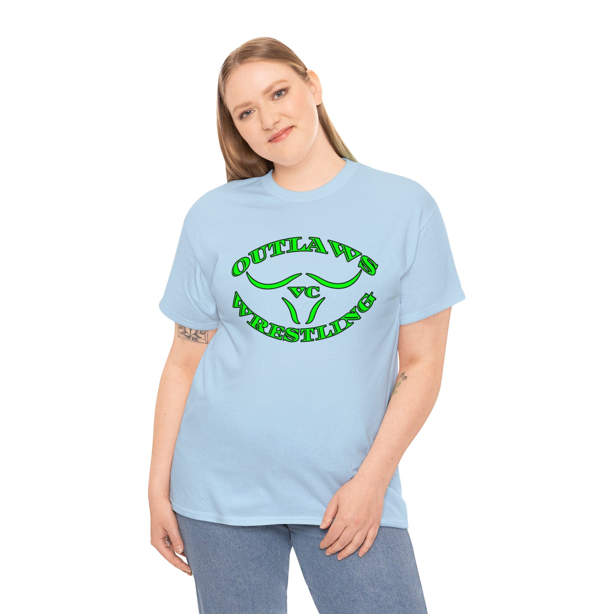 Green Outlaws Wrestling Unisex Heavy Cotton Tee