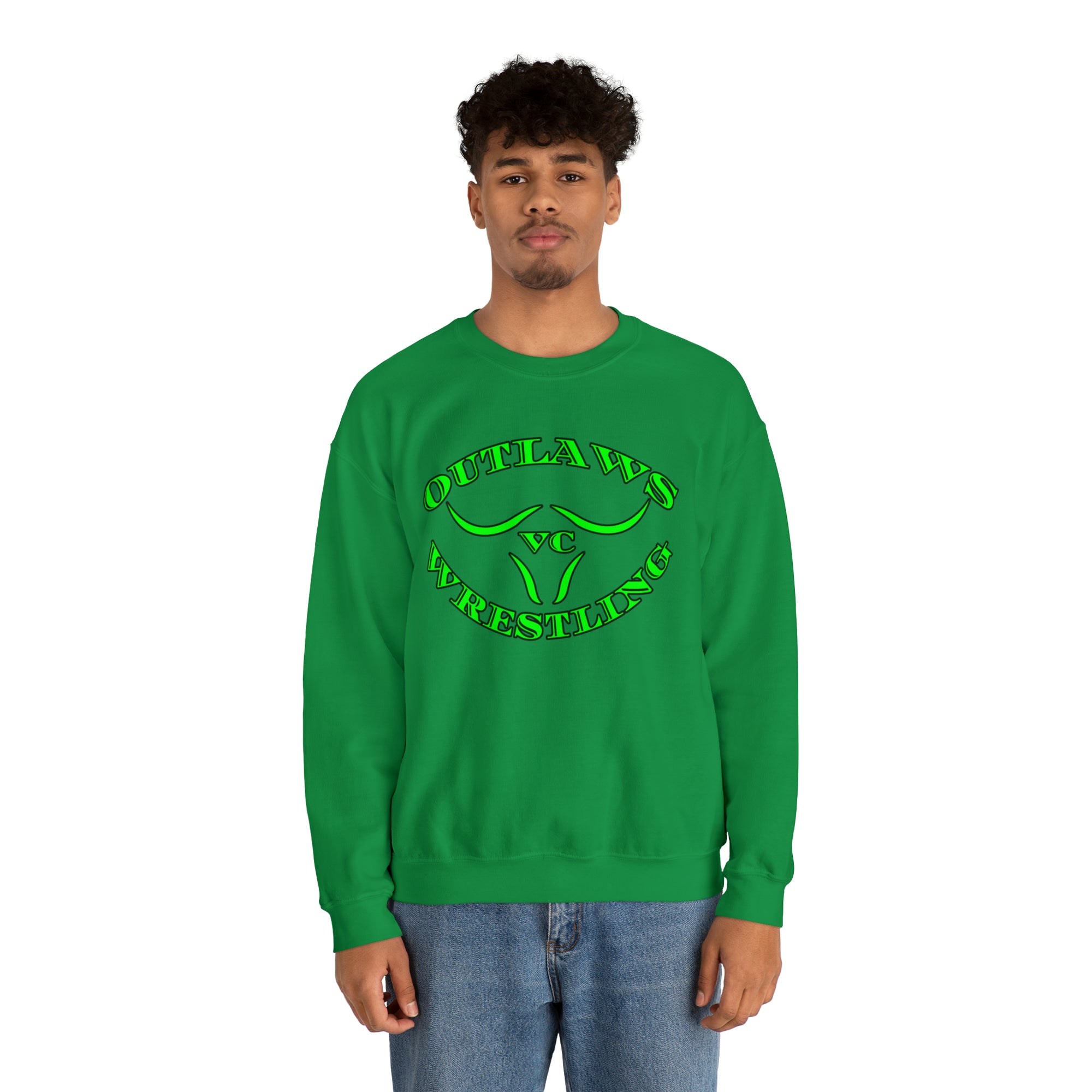 Green Outlaws Wrestling Crewneck Sweatshirts