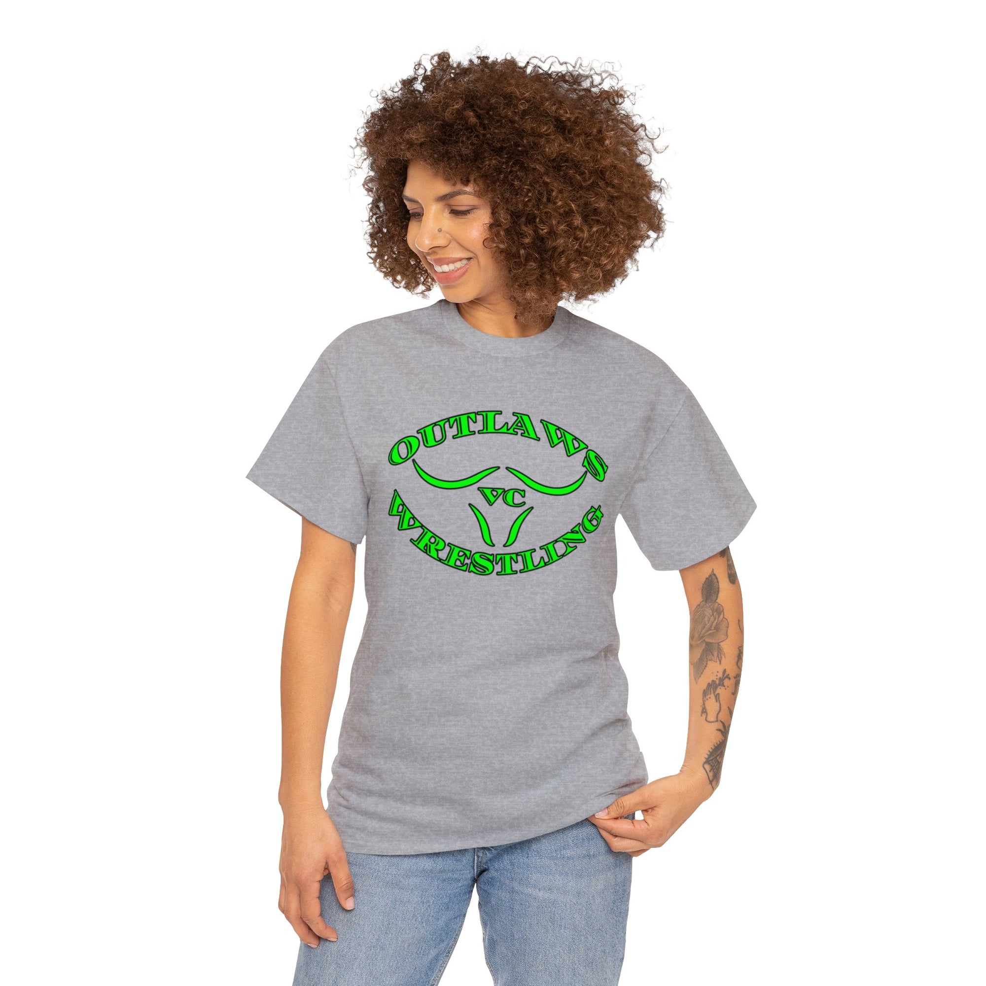 Green Outlaws Wrestling Unisex Heavy Cotton Tee