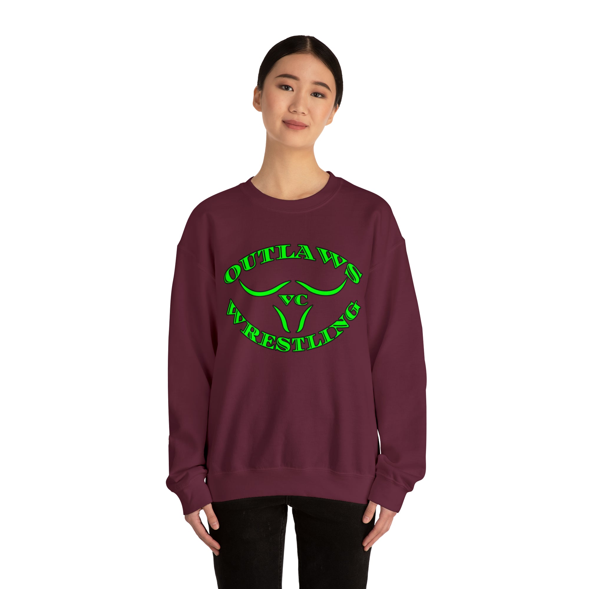 Green Outlaws Wrestling Crewneck Sweatshirts