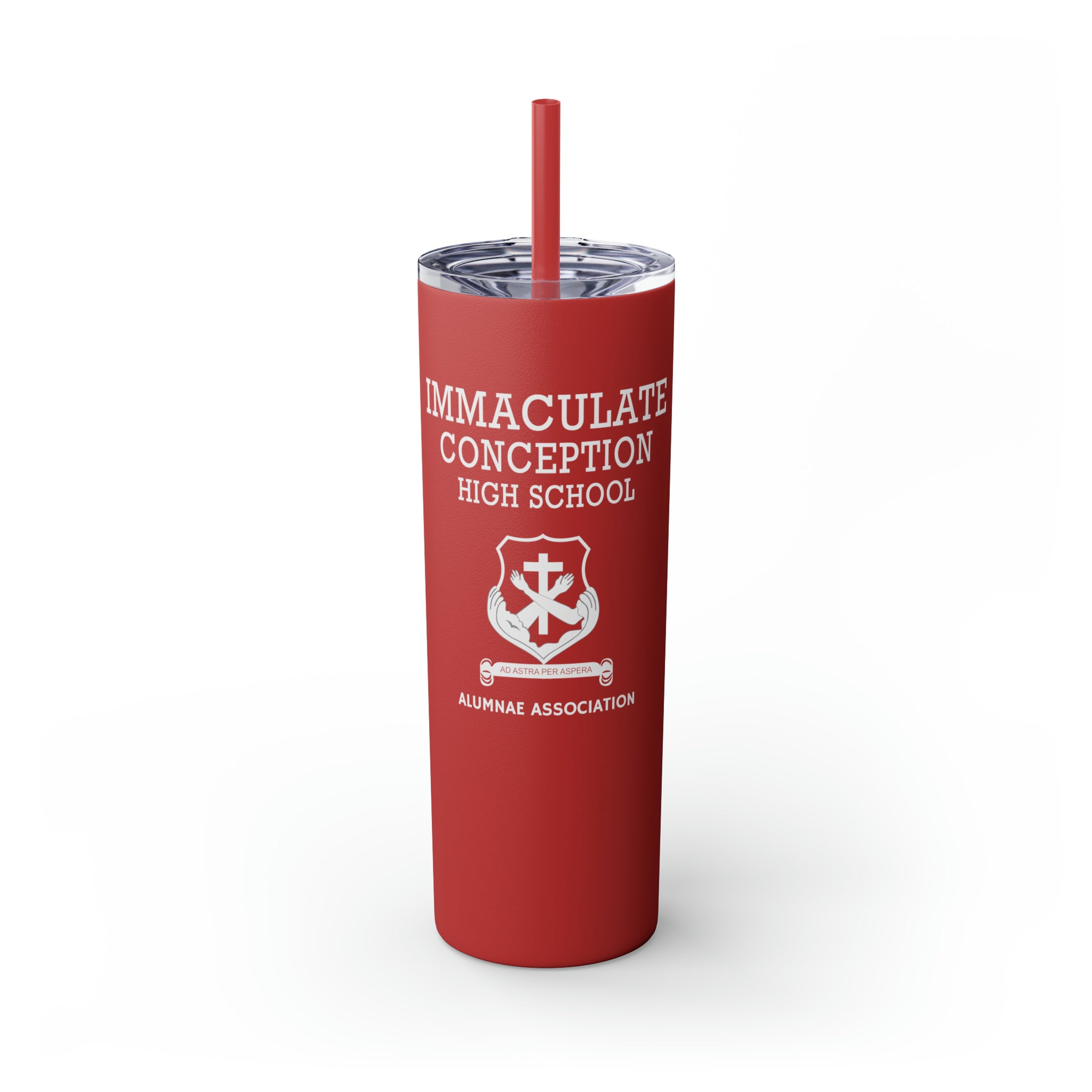 Immaculate Conception High School Alumnae Association Skinny Tumbler with Straw, 20oz
