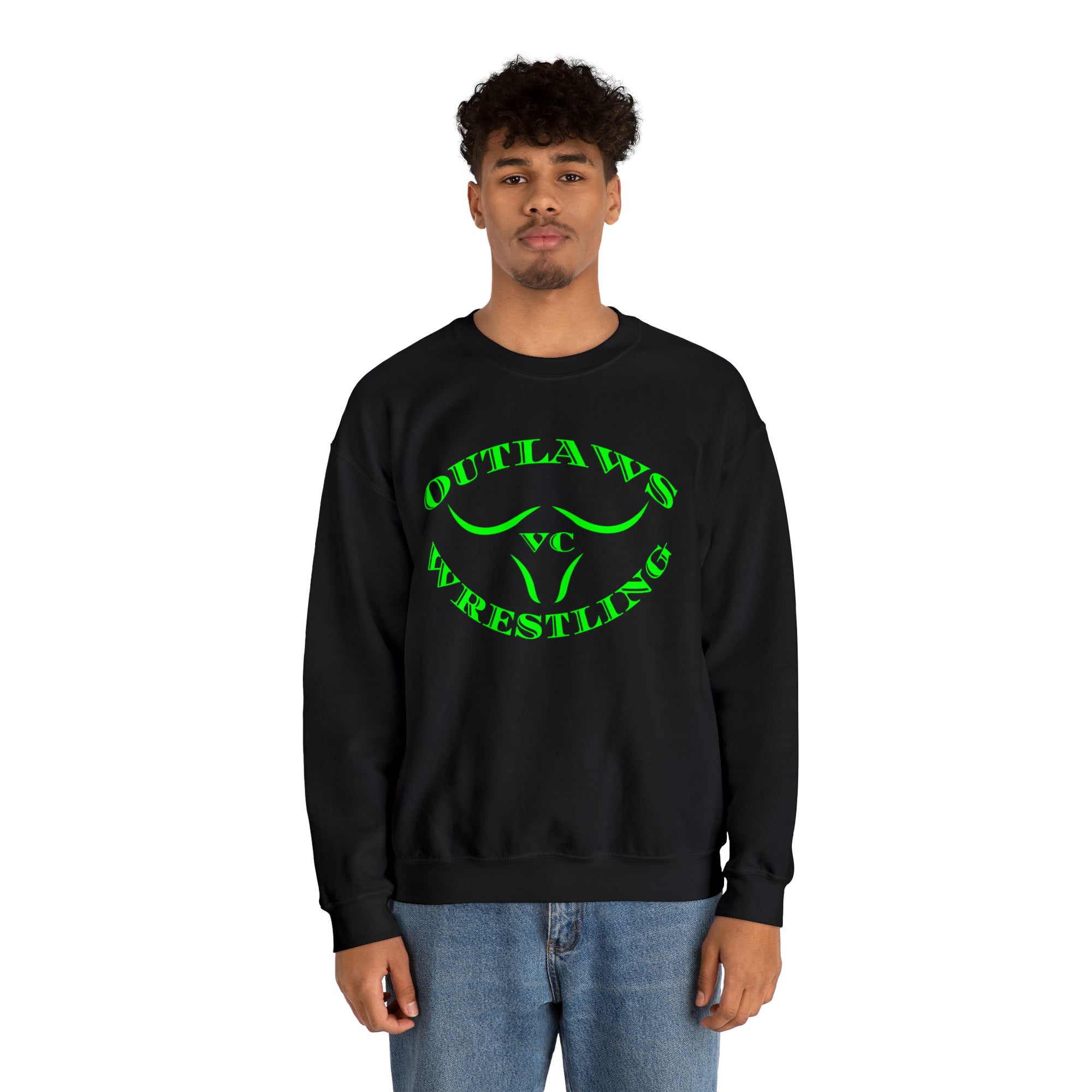 Green Outlaws Wrestling Crewneck Sweatshirts