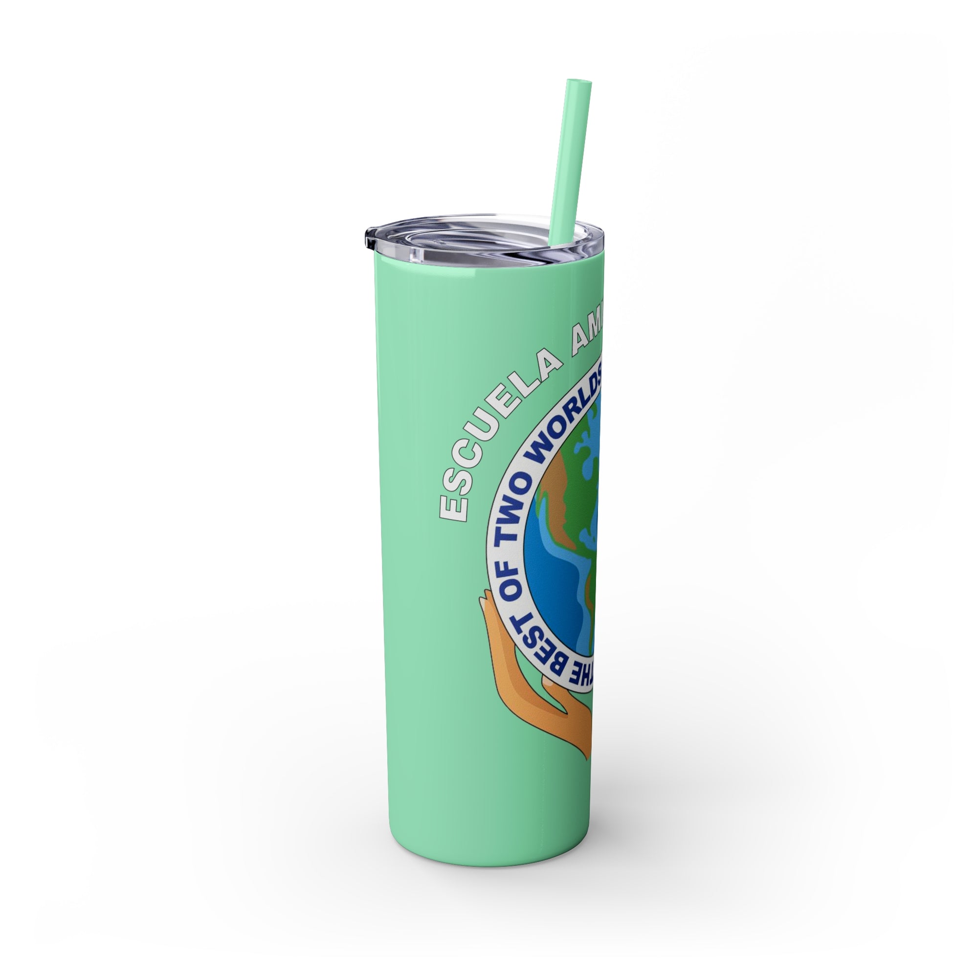 Escuela Amistad School Skinny Tumbler with Straw, 20oz