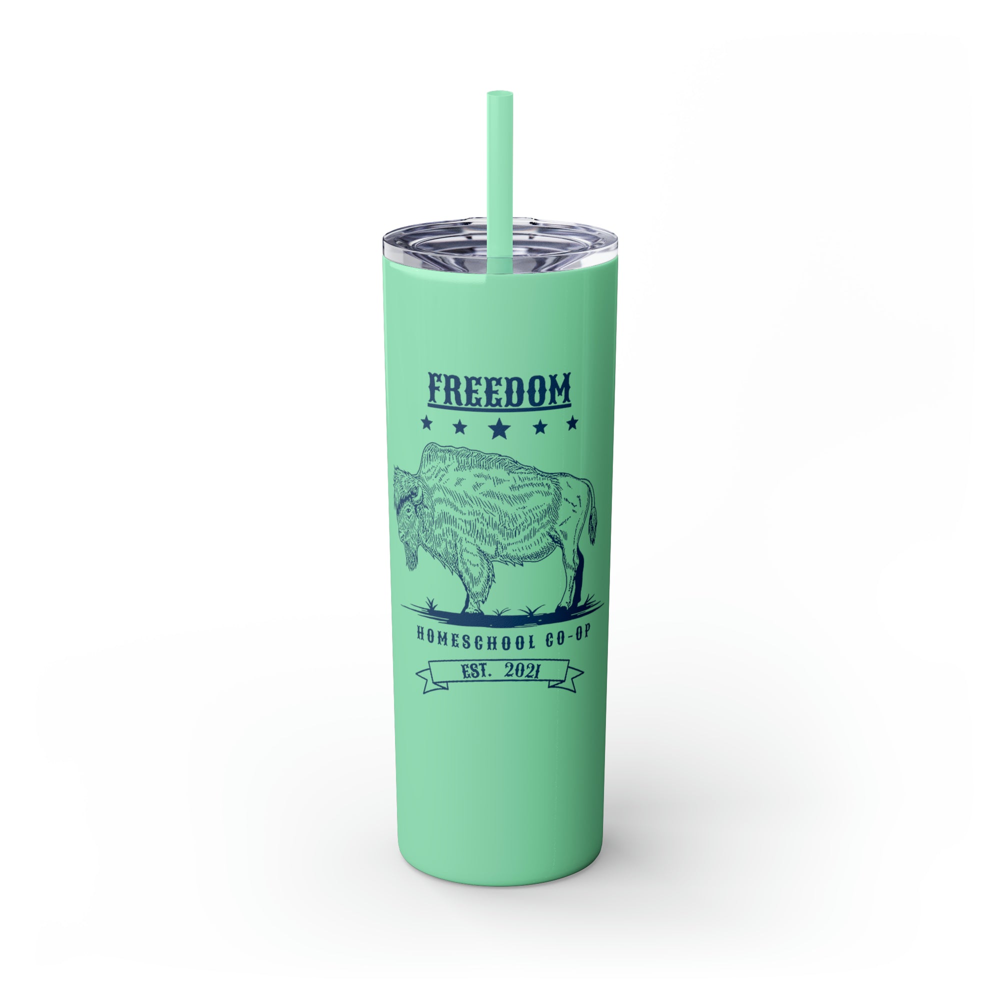 Freedom Homeschool Co-op Skinny Tumbler with Straw, 20oz