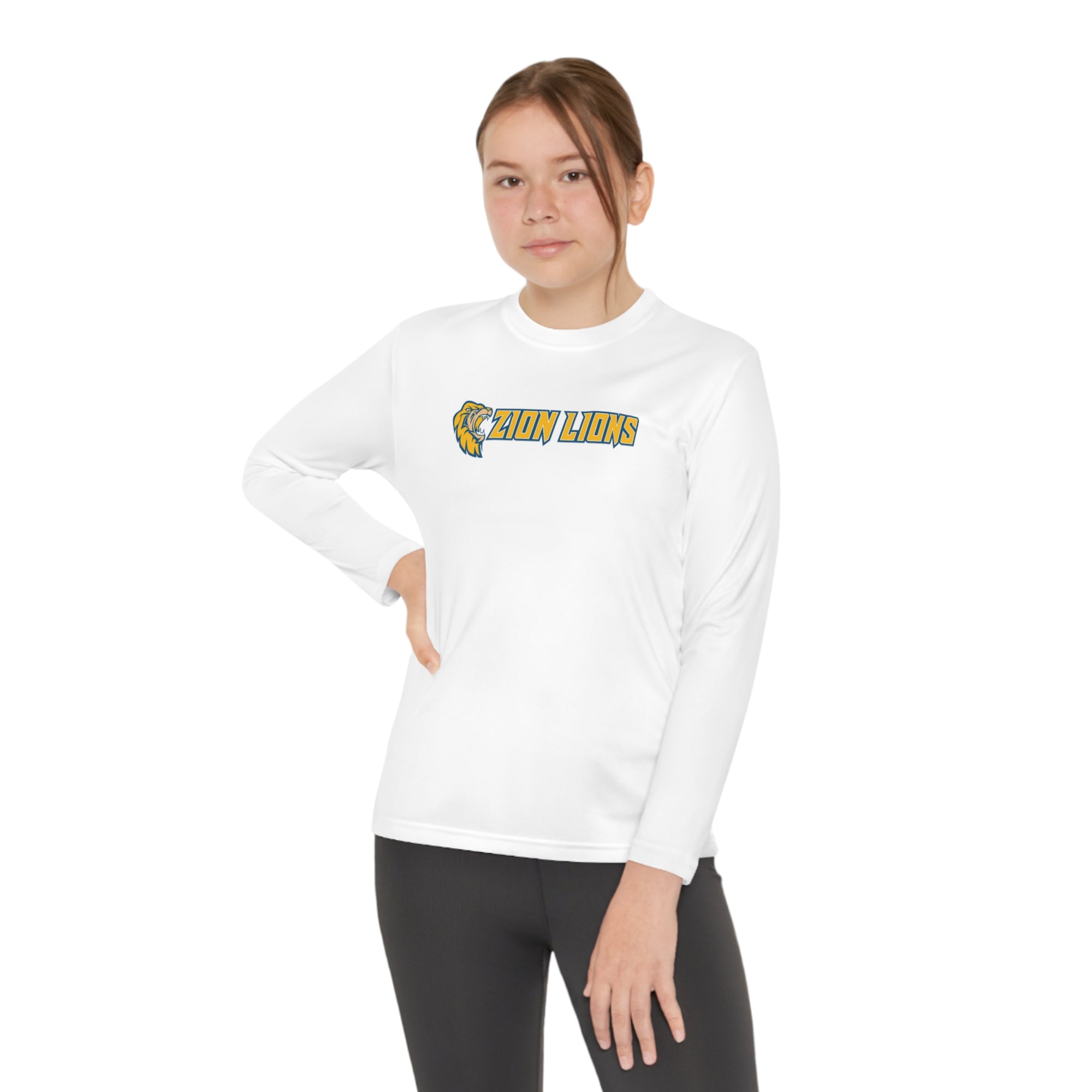 Zion with Mascots Long Logo Long Sleeve Competitor Tee - YOUTH