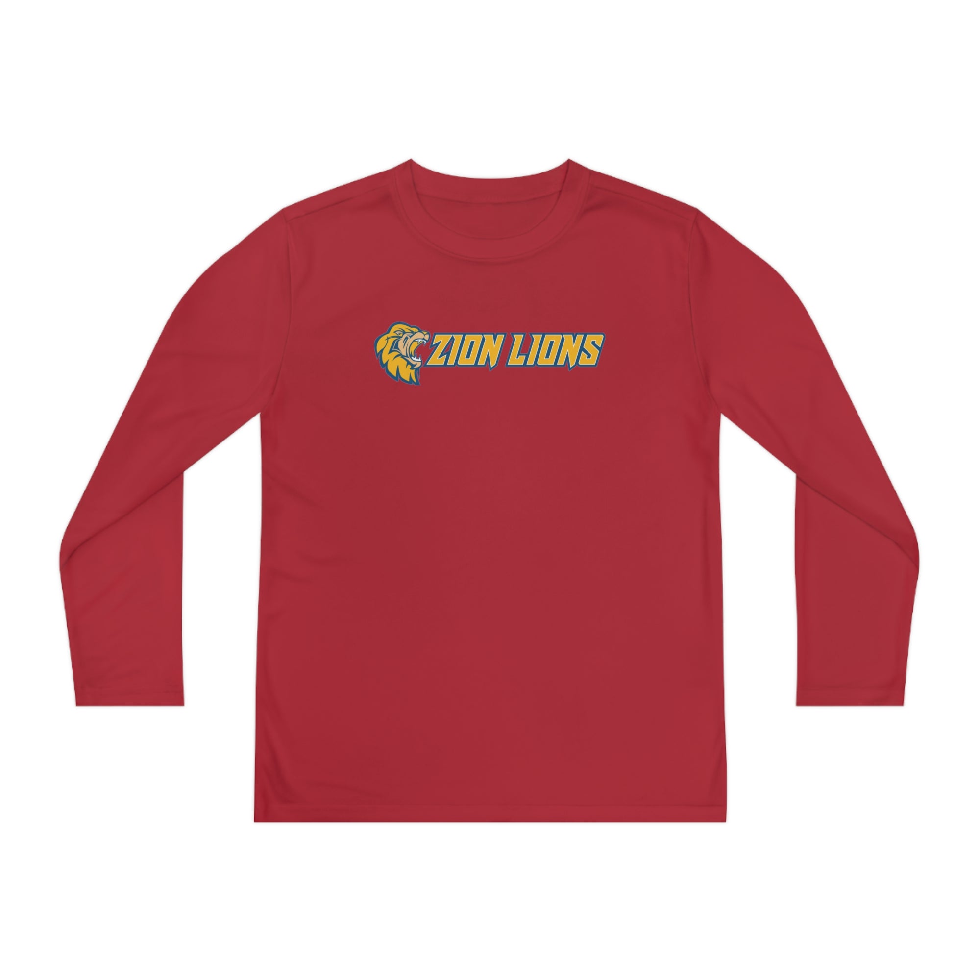 Zion with Mascots Long Logo Long Sleeve Competitor Tee - YOUTH