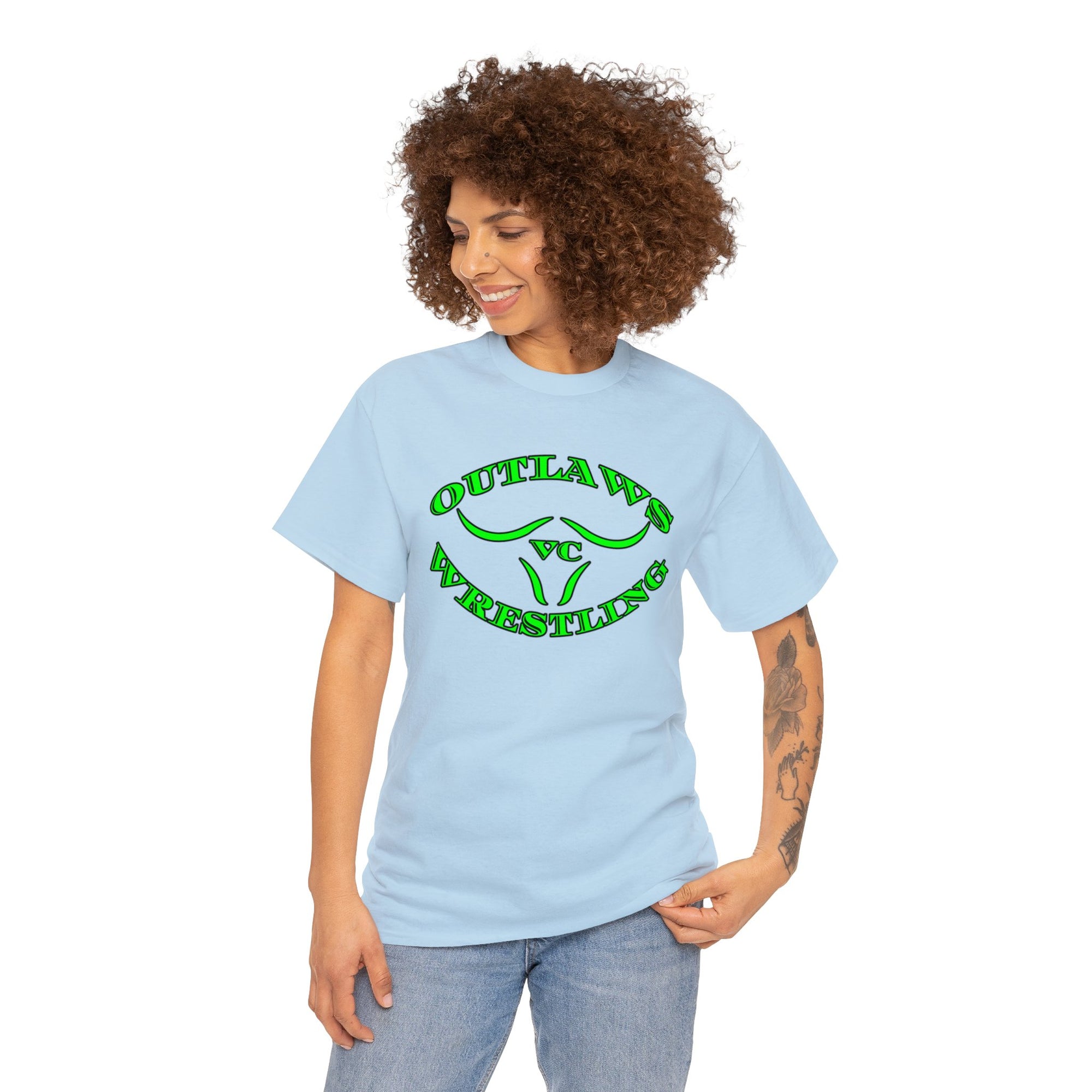 Green Outlaws Wrestling Unisex Heavy Cotton Tee