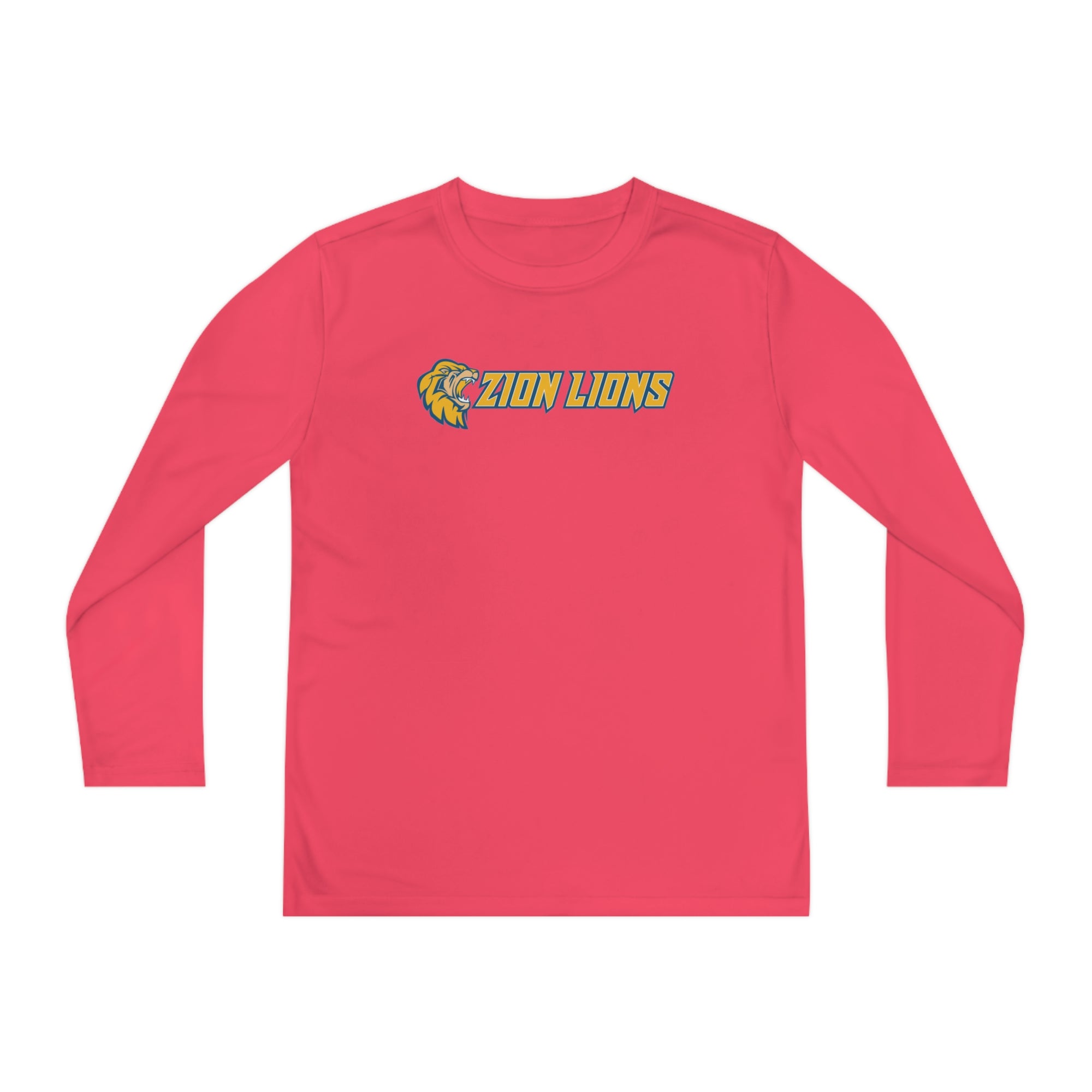 Zion with Mascots Long Logo Long Sleeve Competitor Tee - YOUTH