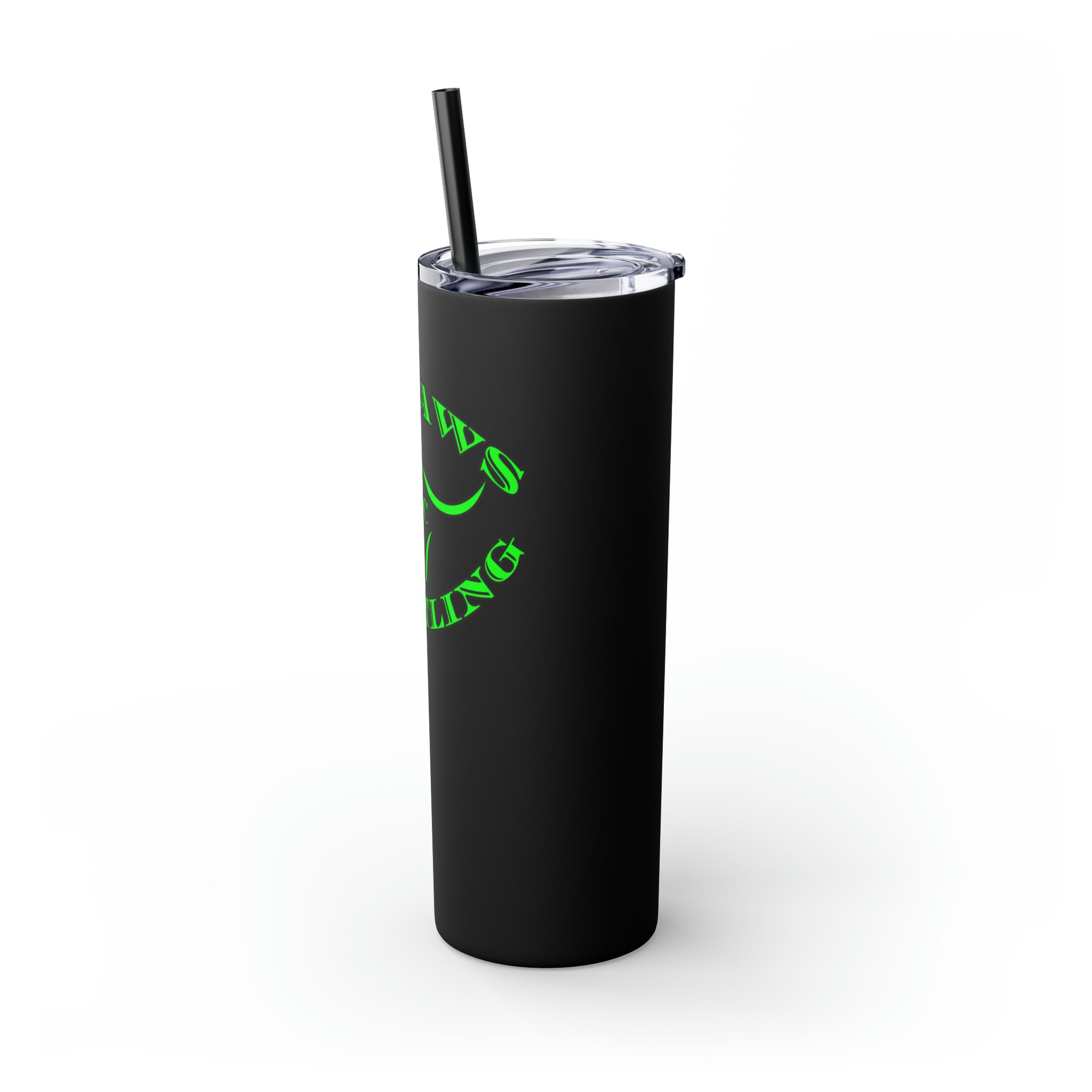 Green Outlaws Wrestling Skinny Tumbler with Straw, 20oz