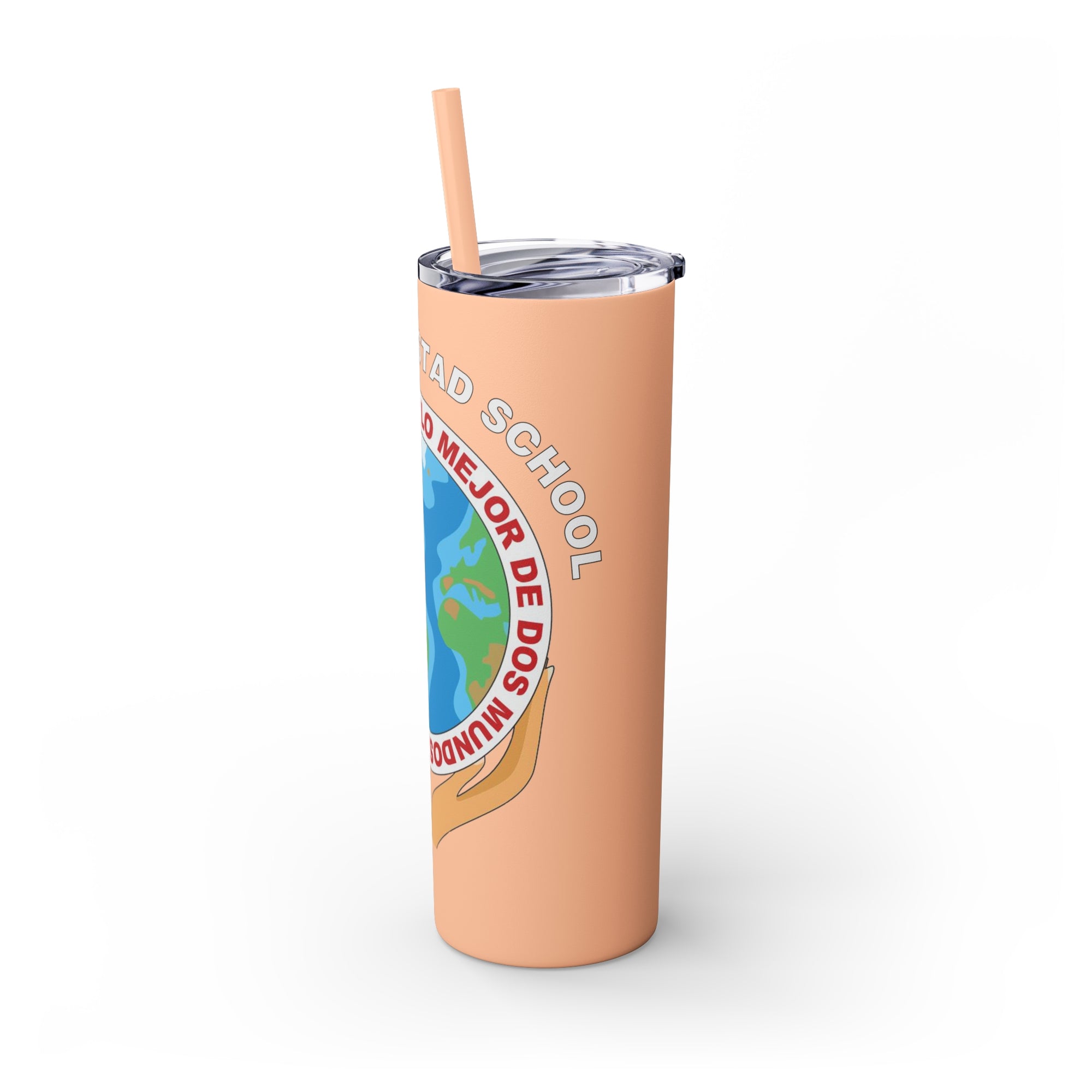 Escuela Amistad School Skinny Tumbler with Straw, 20oz