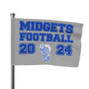 Silver Midgets Football flags with Blue Lettereing