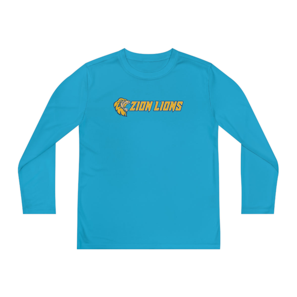 Zion with Mascots Long Logo Long Sleeve Competitor Tee - YOUTH
