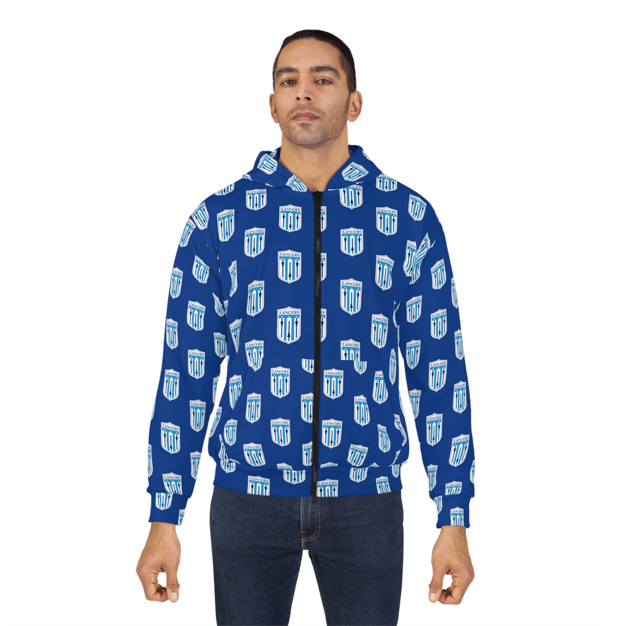 Unisex Lancers Shield Zip Hoodie (AOP)