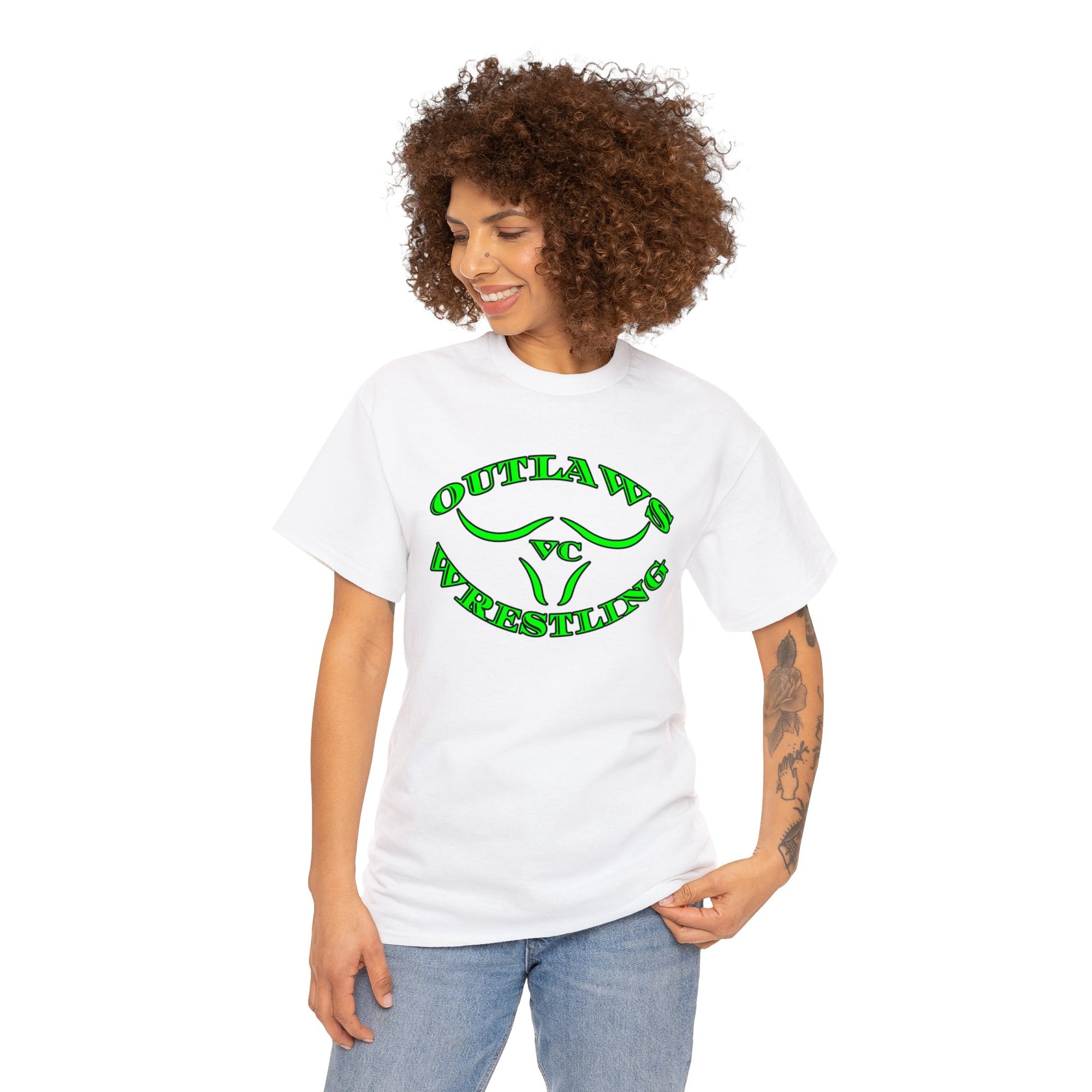 Green Outlaws Wrestling Unisex Heavy Cotton Tee