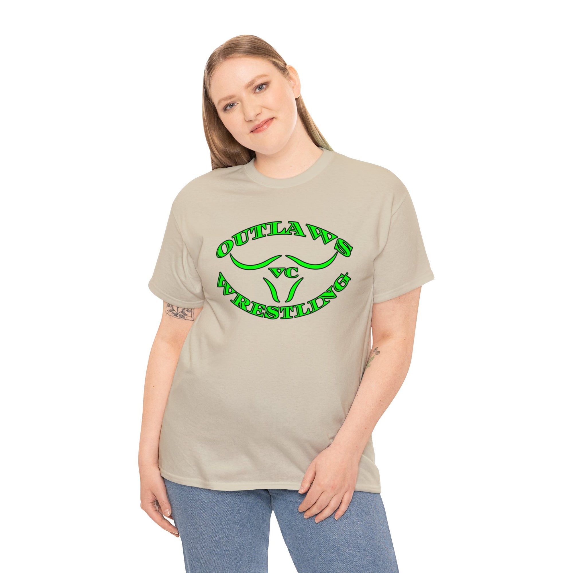 Green Outlaws Wrestling Unisex Heavy Cotton Tee