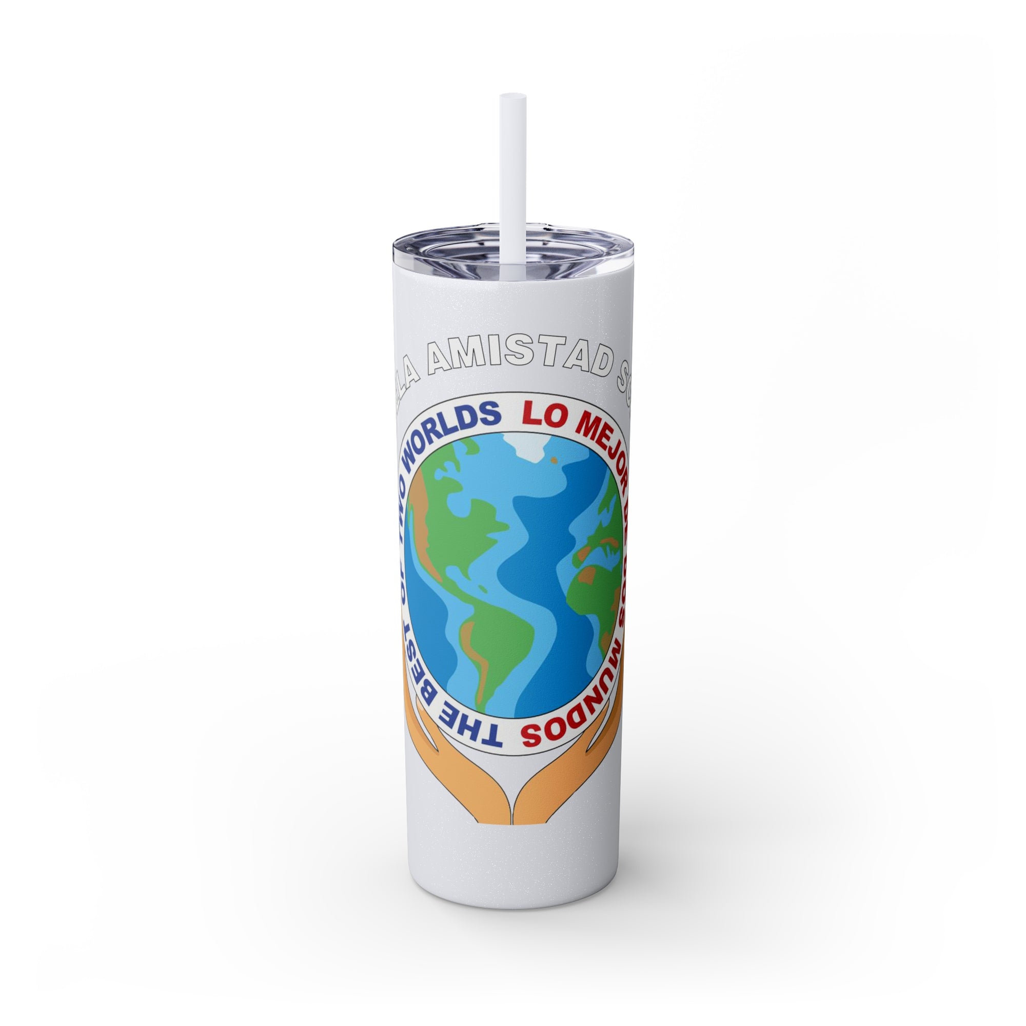 Escuela Amistad School Skinny Tumbler with Straw, 20oz