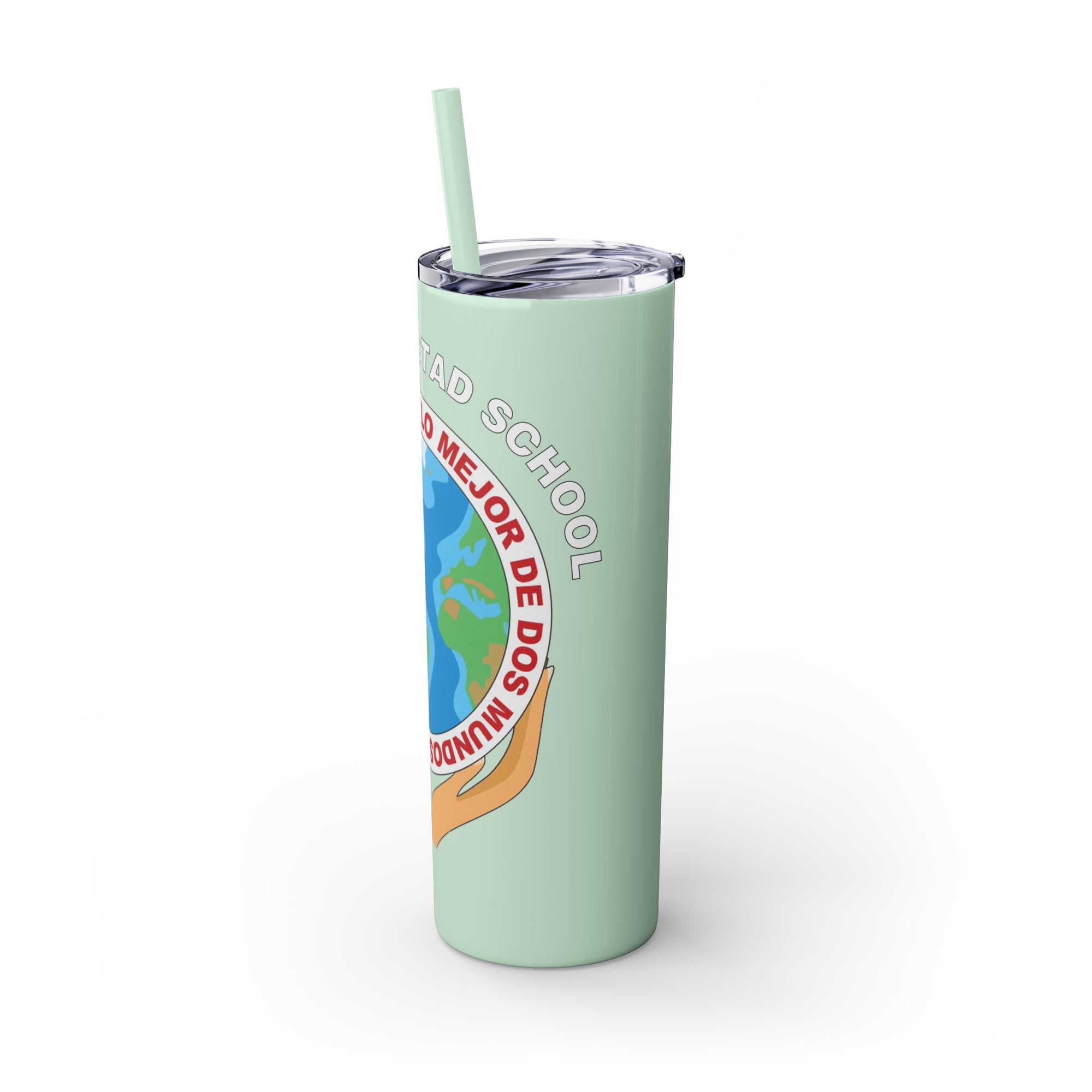 Escuela Amistad School Skinny Tumbler with Straw, 20oz