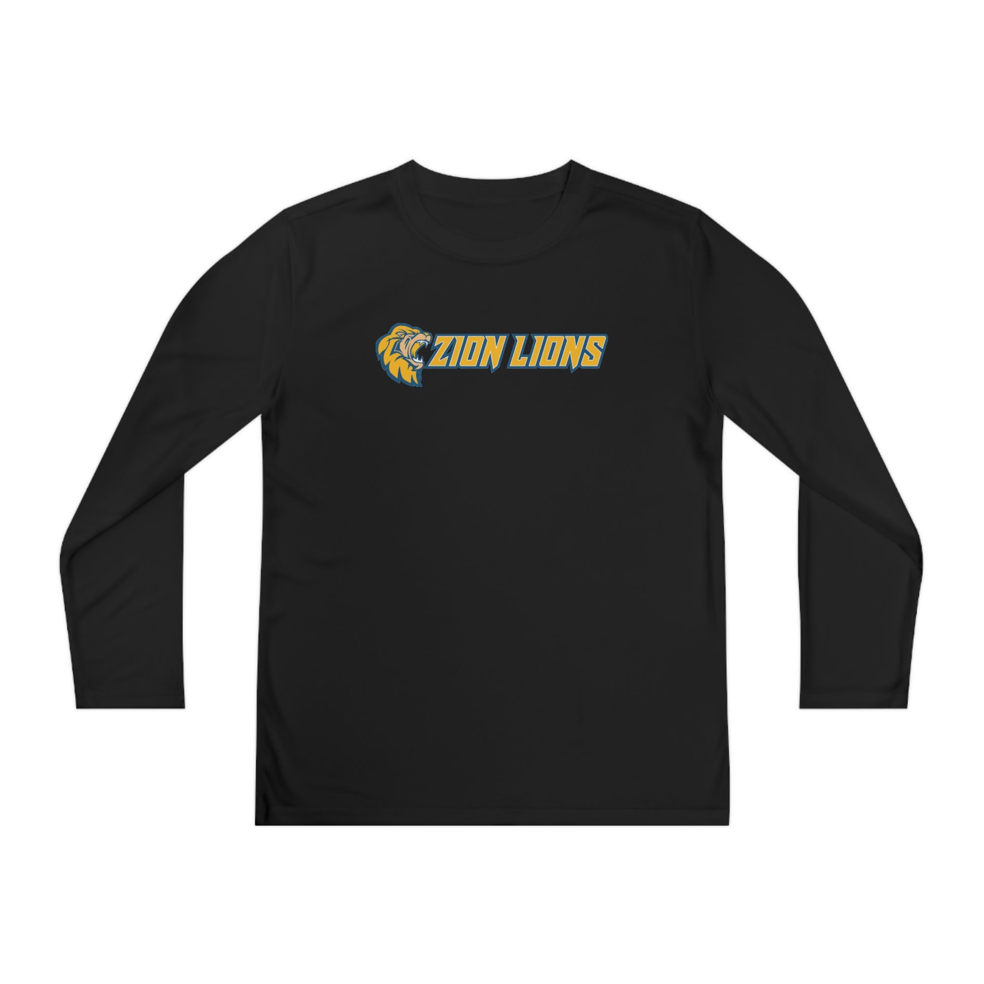 Zion with Mascots Long Logo Long Sleeve Competitor Tee - YOUTH