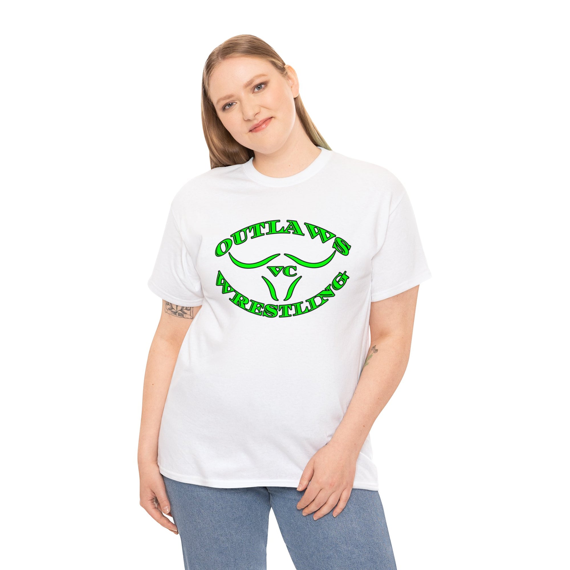 Green Outlaws Wrestling Unisex Heavy Cotton Tee