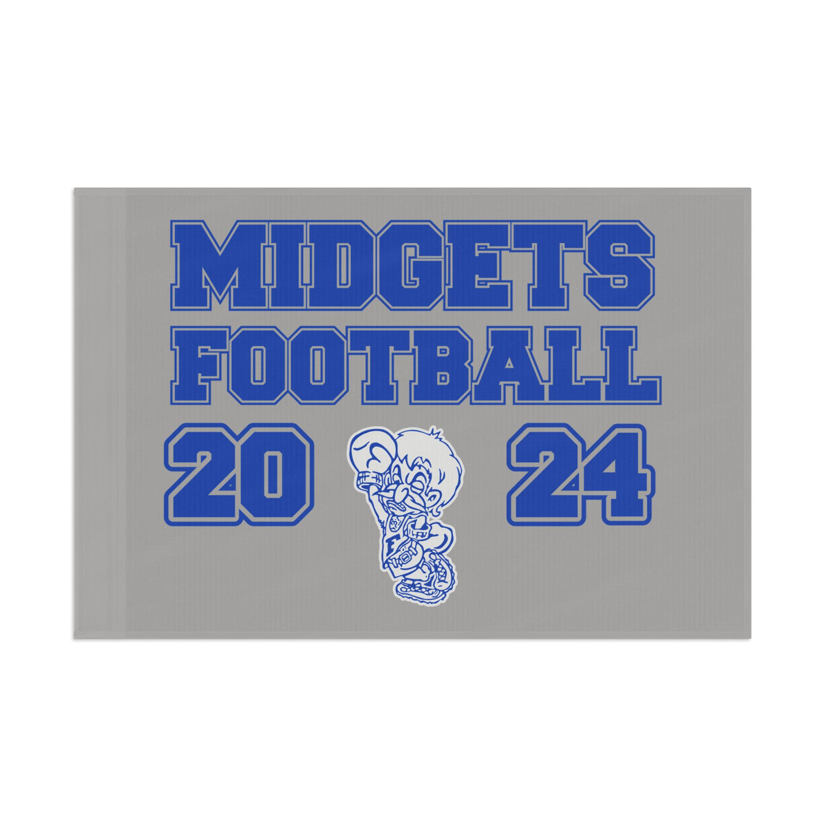 Silver Midgets Football flags with Blue Lettereing