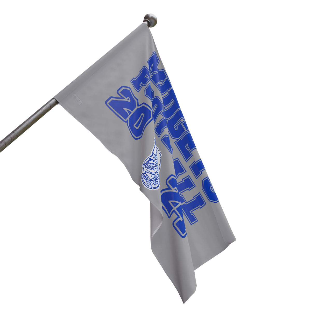 Silver Midgets Football flags with Blue Lettereing