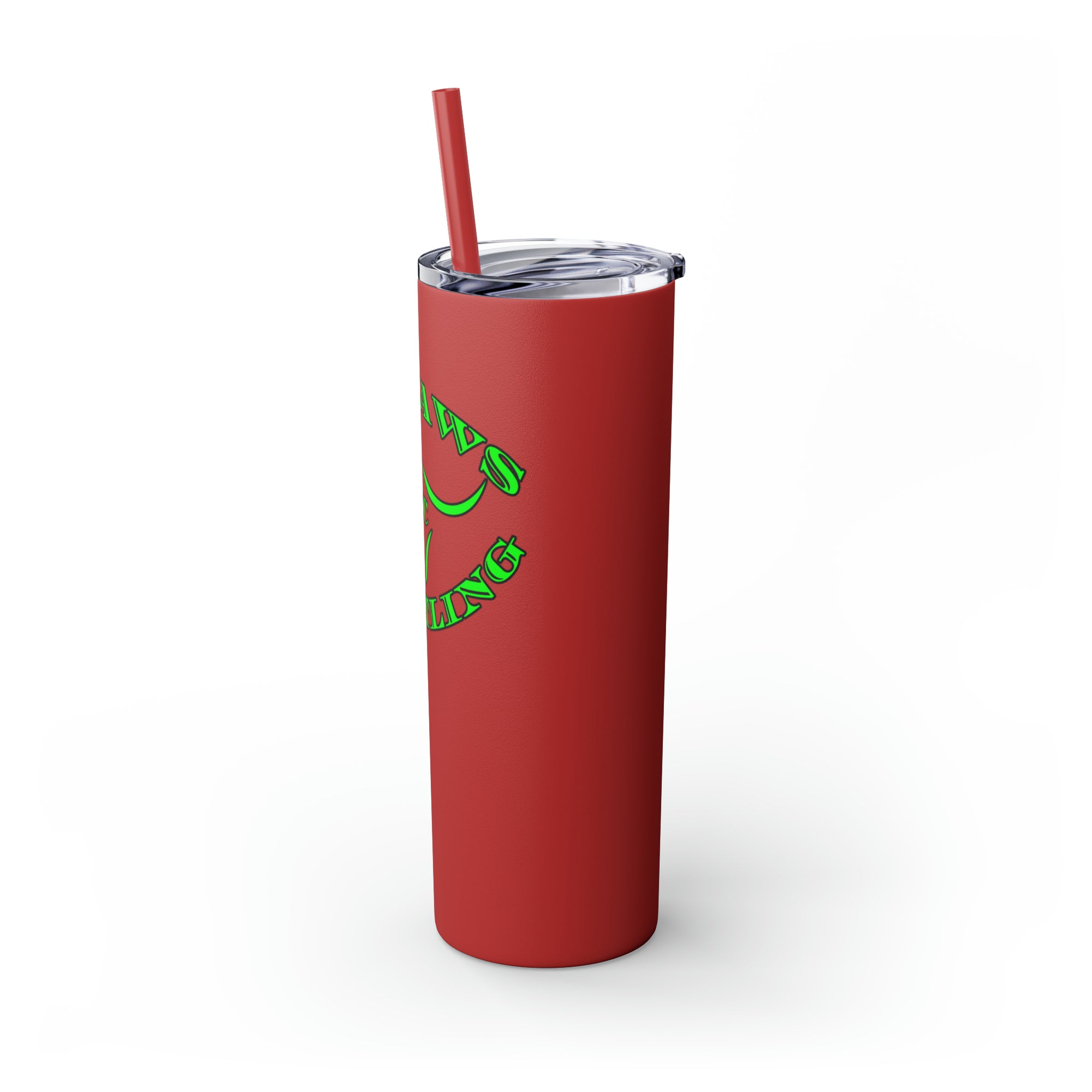 Green Outlaws Wrestling Skinny Tumbler with Straw, 20oz
