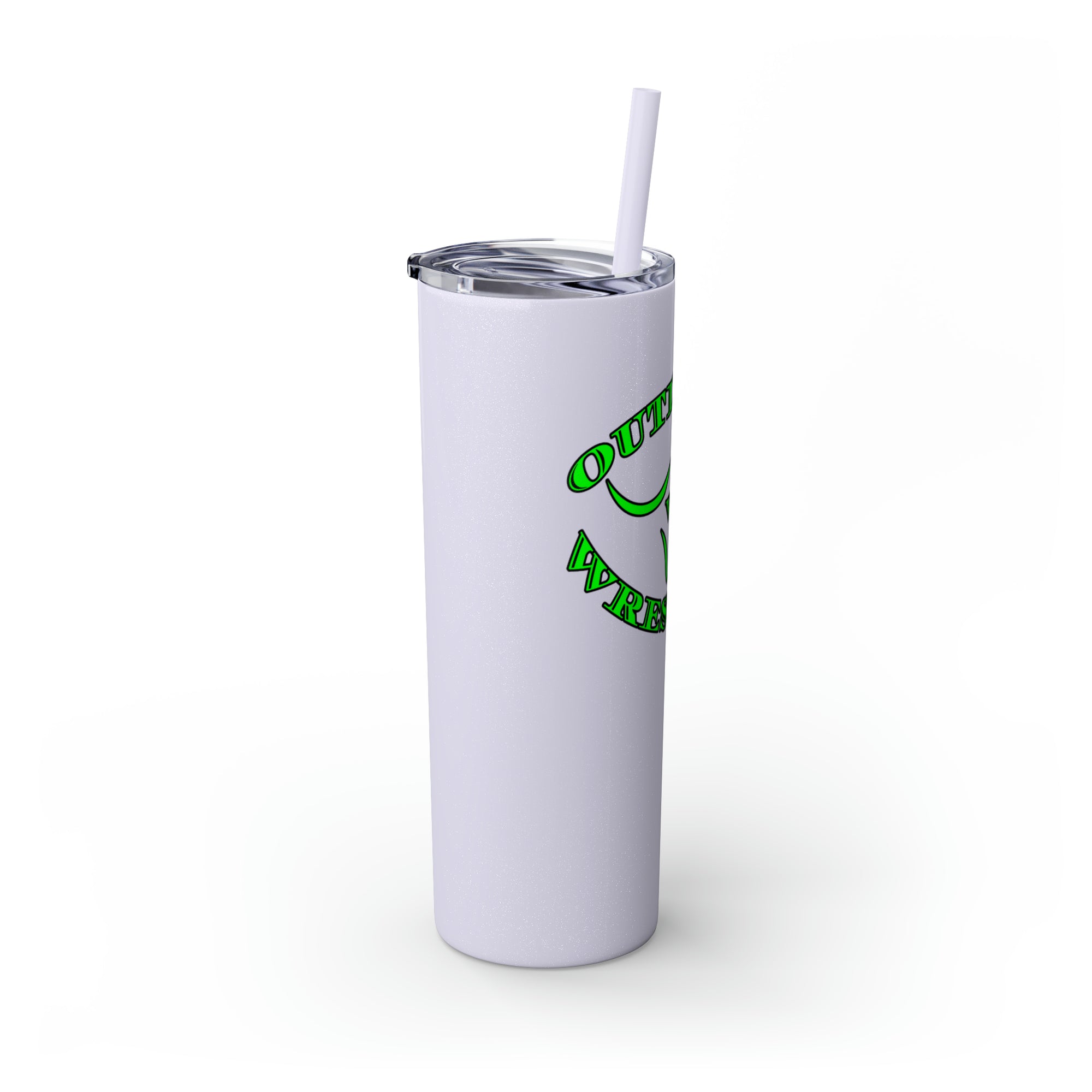 Green Outlaws Wrestling Skinny Tumbler with Straw, 20oz