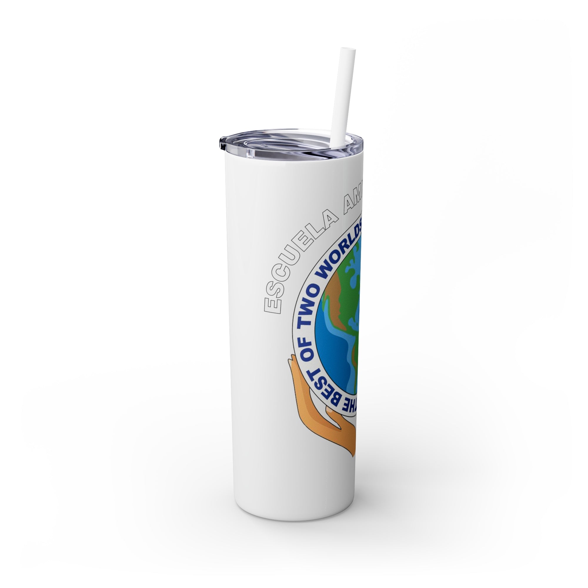 Escuela Amistad School Skinny Tumbler with Straw, 20oz