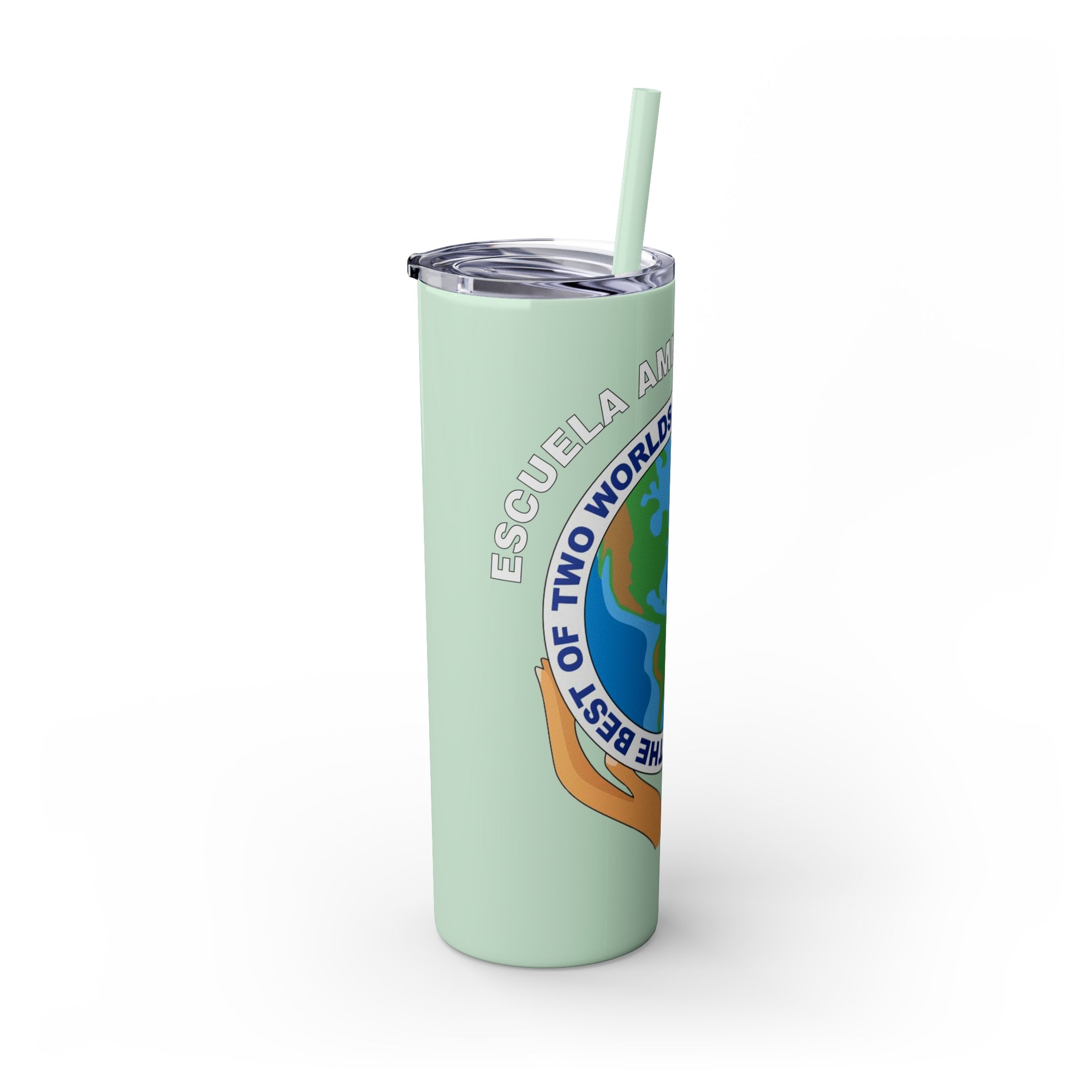 Escuela Amistad School Skinny Tumbler with Straw, 20oz