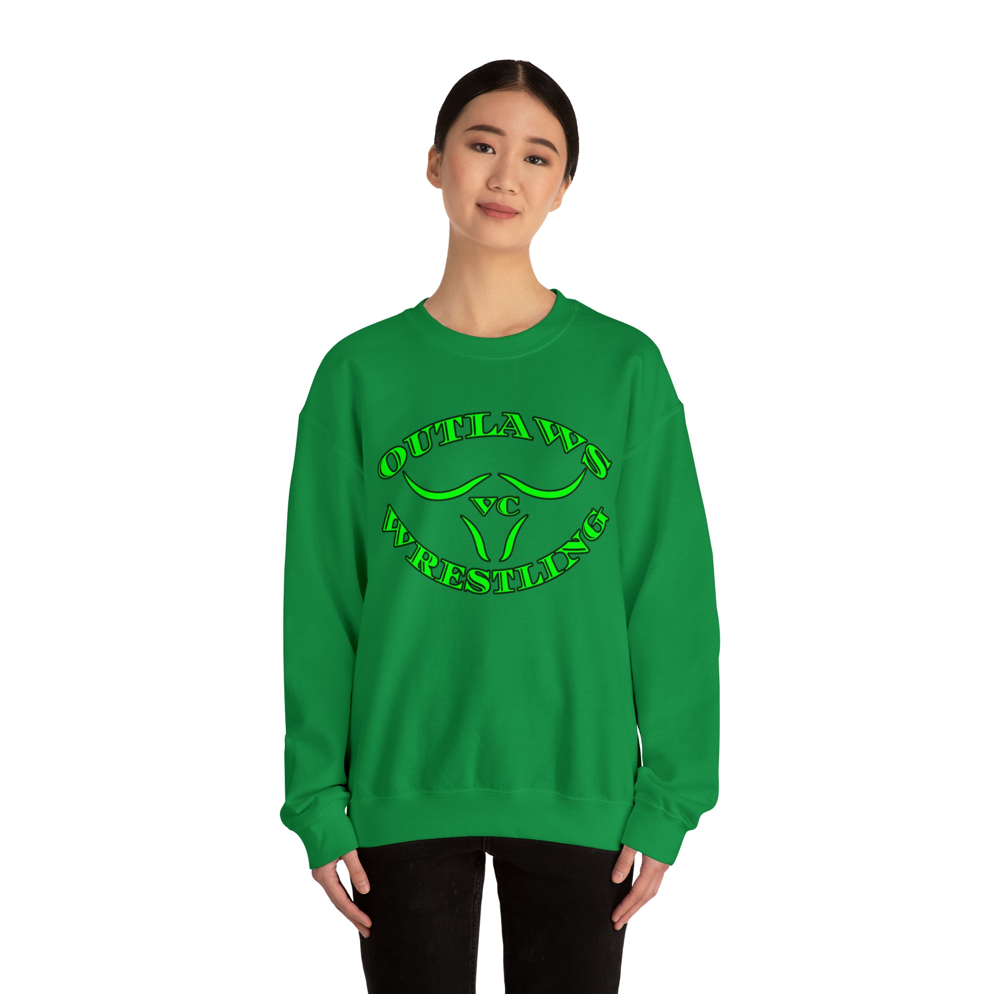 Green Outlaws Wrestling Crewneck Sweatshirts