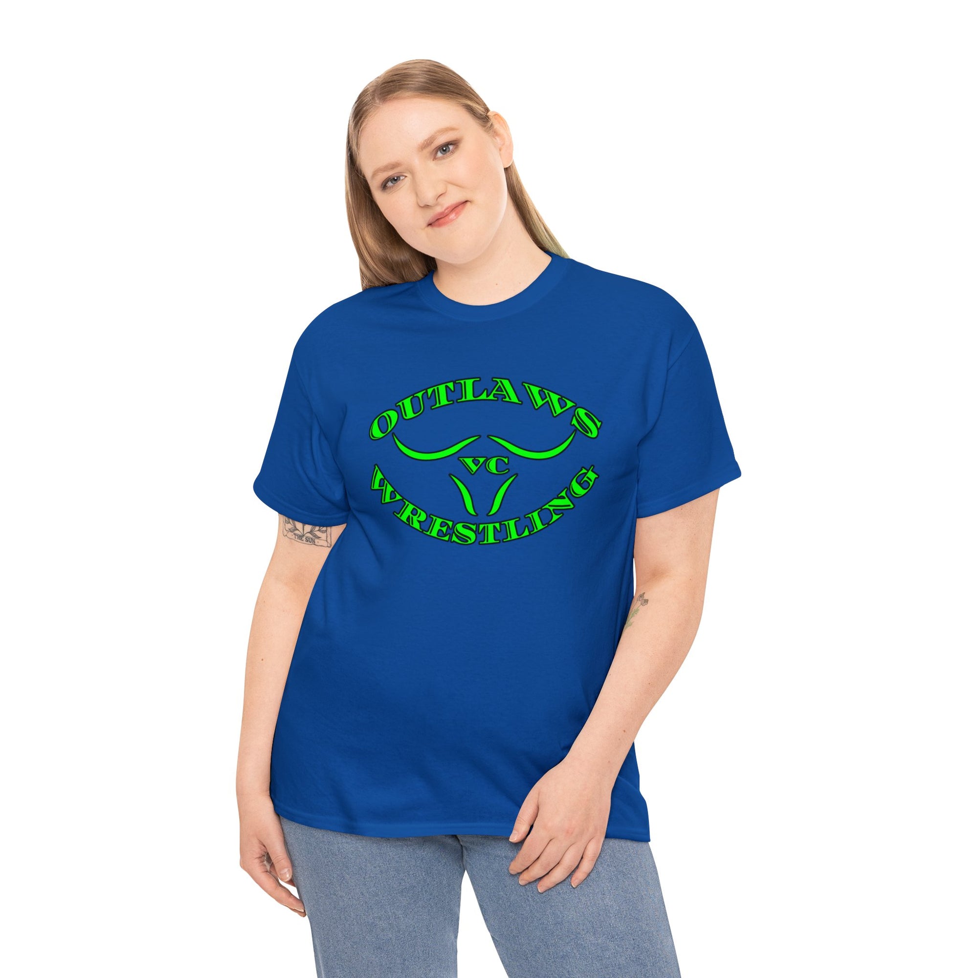 Green Outlaws Wrestling Unisex Heavy Cotton Tee